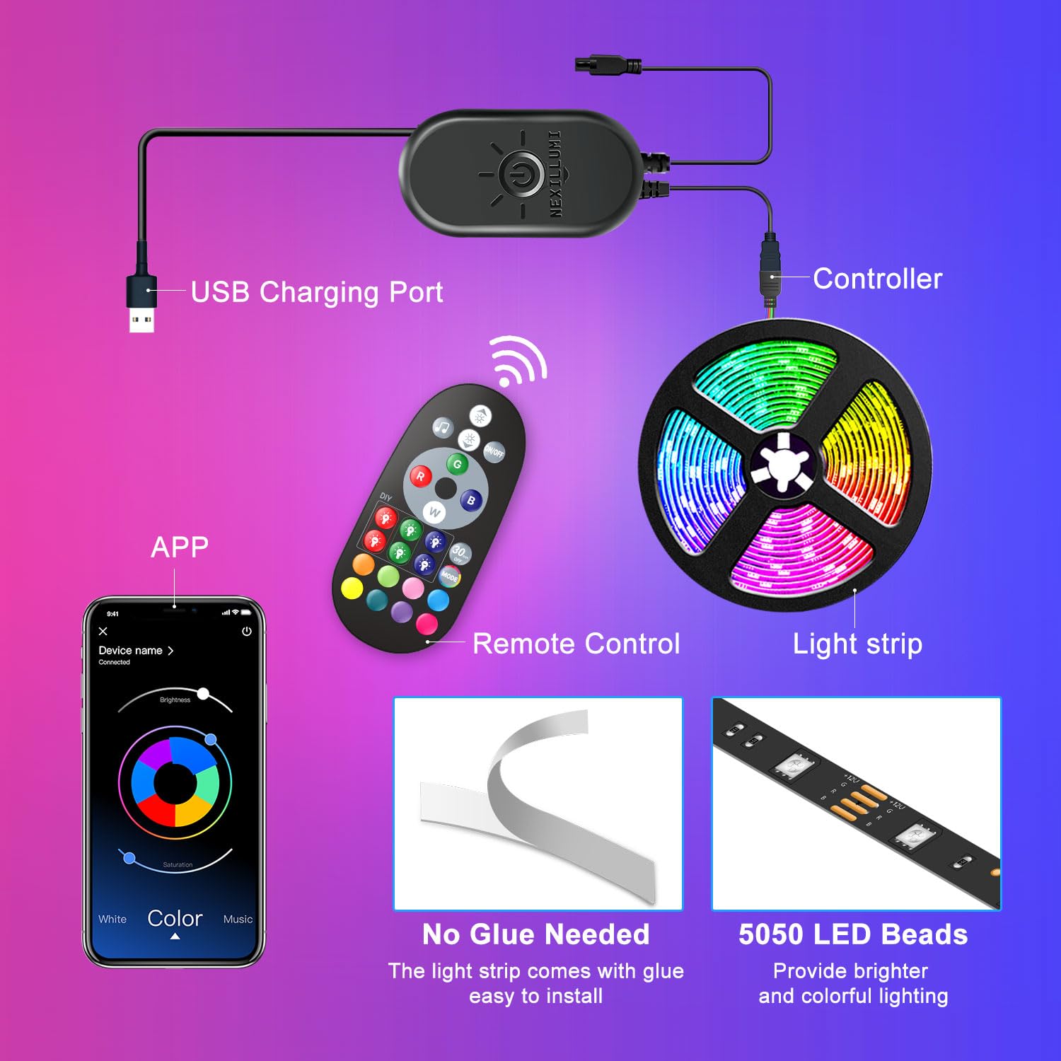 RGB TV Backlight LED Strip – Smart Ambient Lighting for Gaming & Bedroom Setup