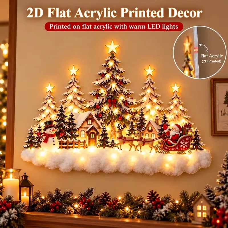 🛷 Lighted Christmas Sleigh Wall Decor – Woodland Forest Glow 🛷