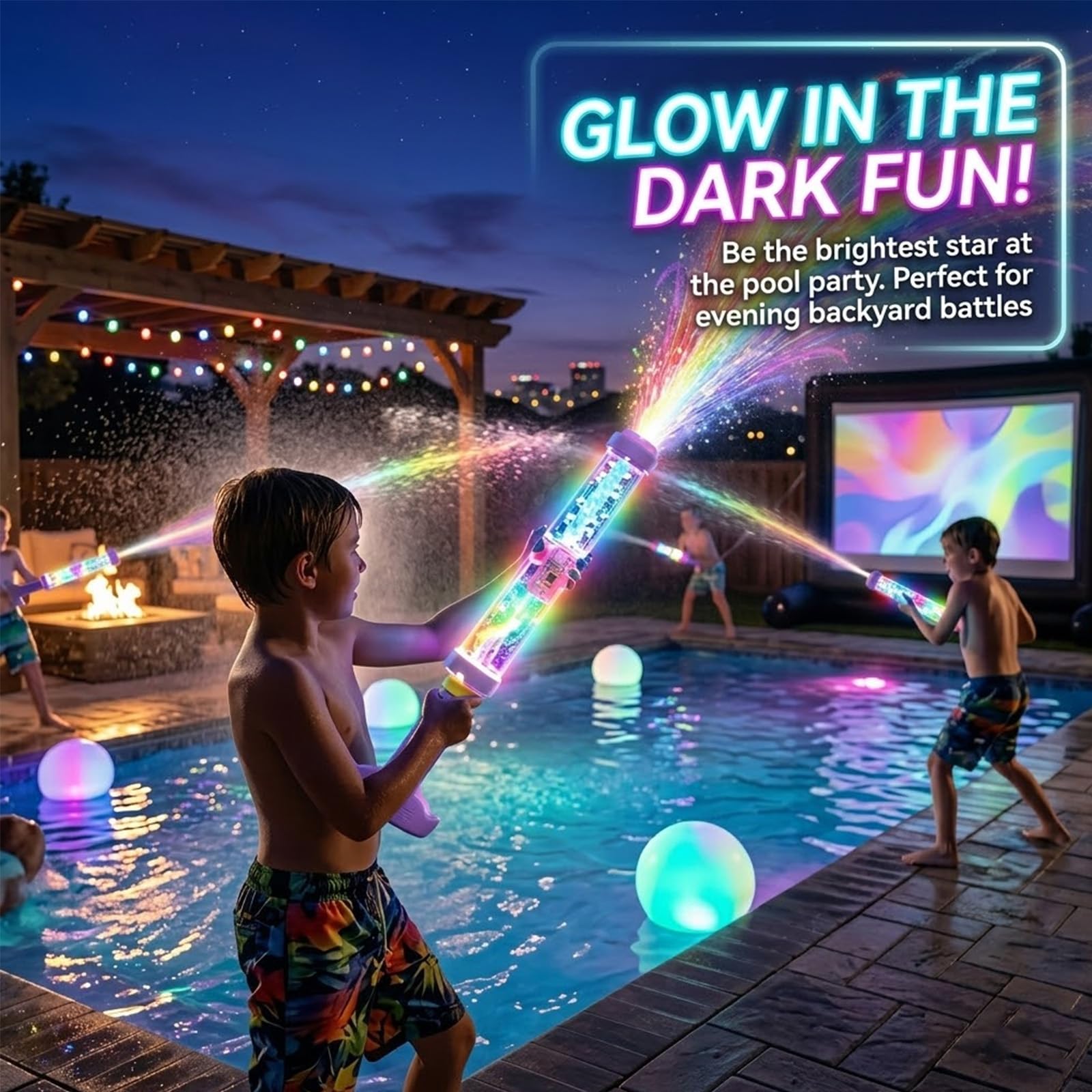Rainbow Glow Water Blaster – LED Light-Up Water Gun for Summer Fun & Outdoor Play