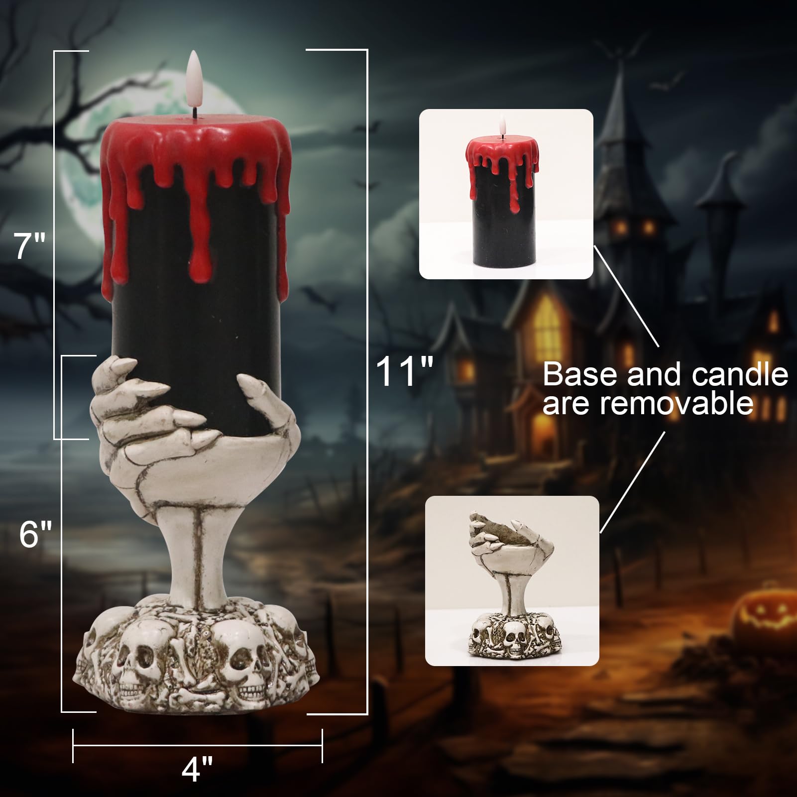 Halloween Spider Snow Globe Candle Lamp – Spooky LED Tornado Glitter Light with Timer, Battery Operated Halloween Decoration