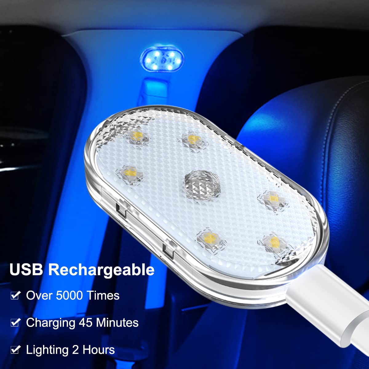 4PCS Wireless RGB Car Interior Lights – Rechargeable Ambient LED Car Decor