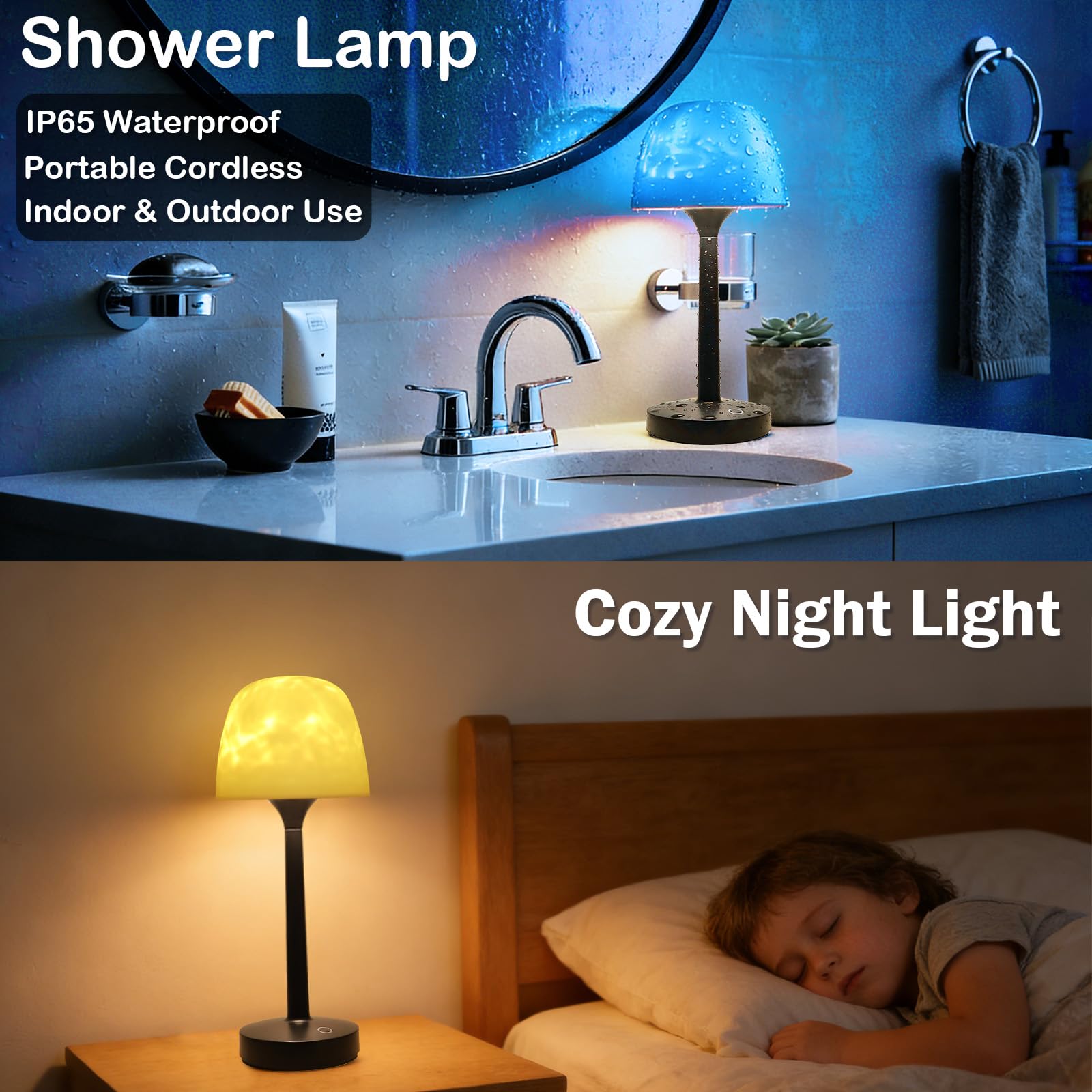 Aurora Ocean Wave Lamp – Waterproof Rechargeable Mood Light for Bedroom & Bathroom