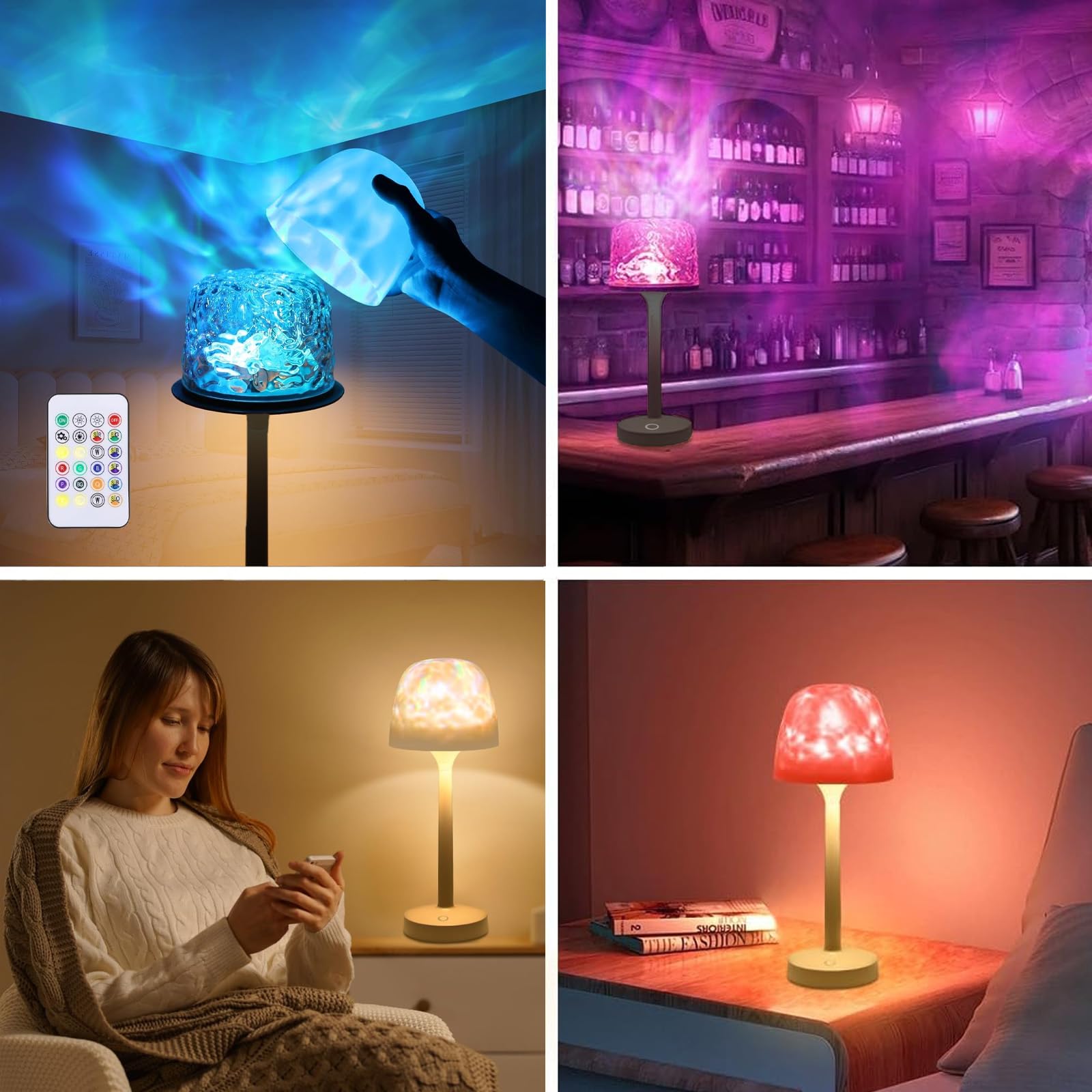 Aurora Ocean Wave Lamp – Waterproof Rechargeable Mood Light for Bedroom & Bathroom