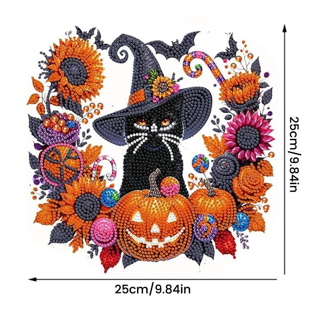 Halloween Witch Moon Diamond Art Hanging Ornament Kit – DIY Acrylic Gem Painting Pendant for Fall Home Decor & Spooky Season Crafts