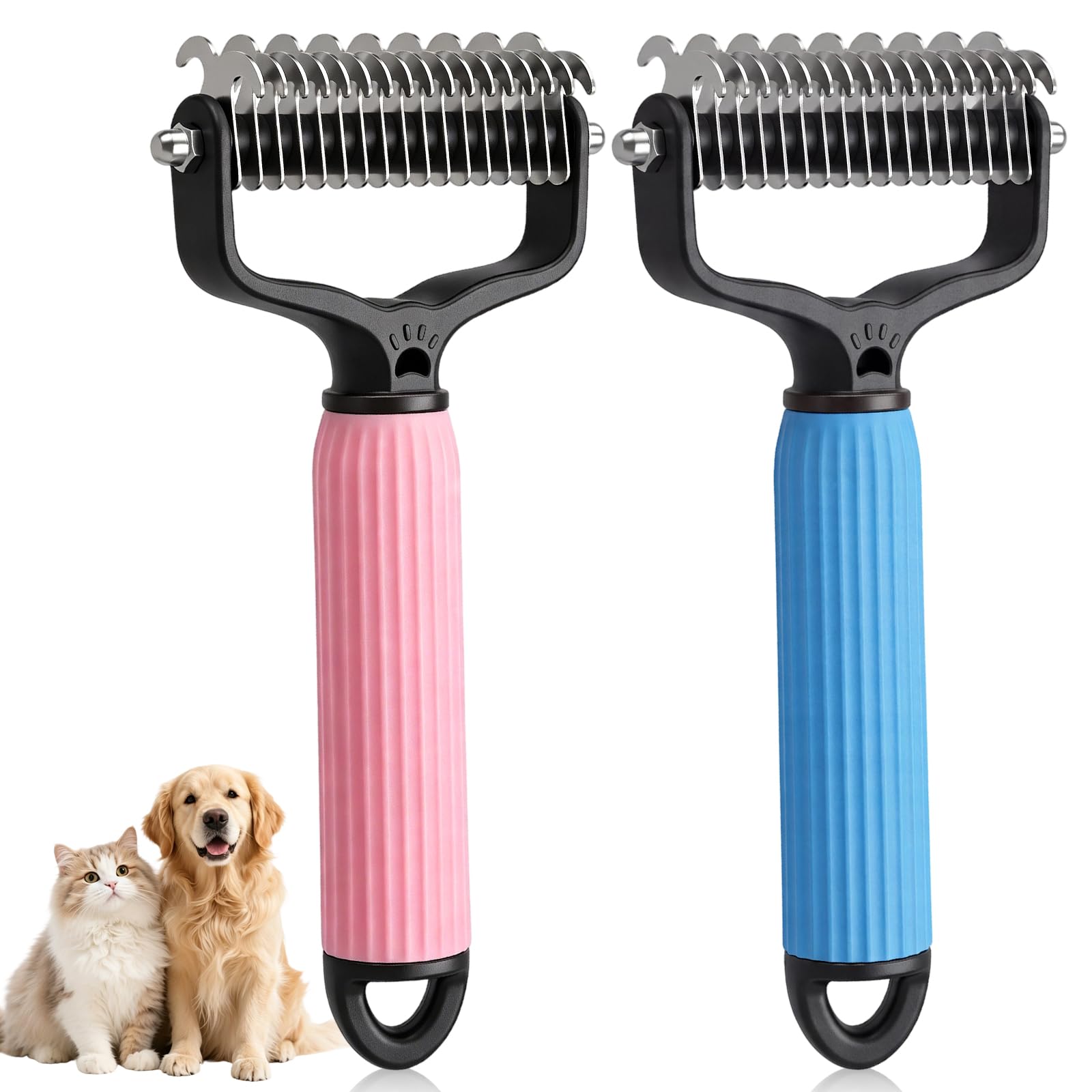 Pet Dematting & Deshedding Brush – Removes Knots, Tangles & Loose Fur for Dogs & Cats