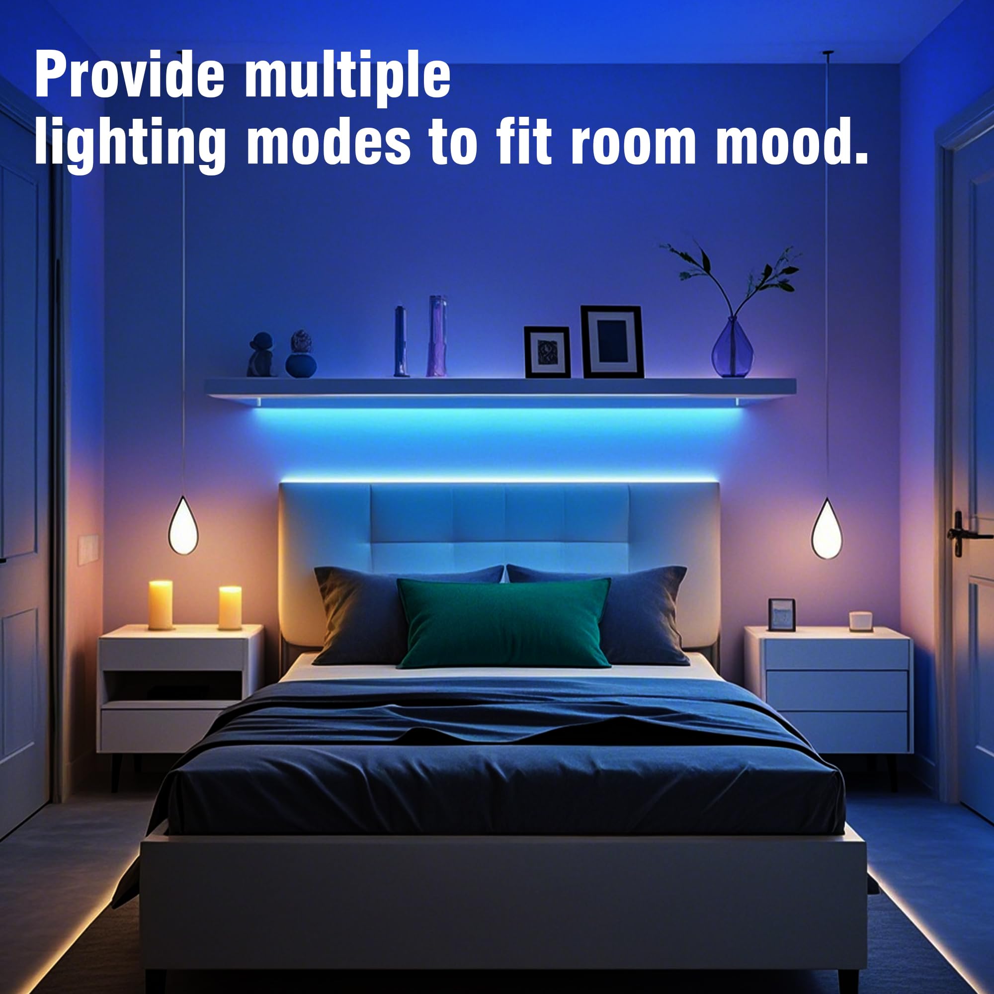 100ft RGB LED Strip Lights – Color Changing Smart LED Light Kit with Bluetooth & IR Remote, Music Sync Room Lighting for Bedroom, Home