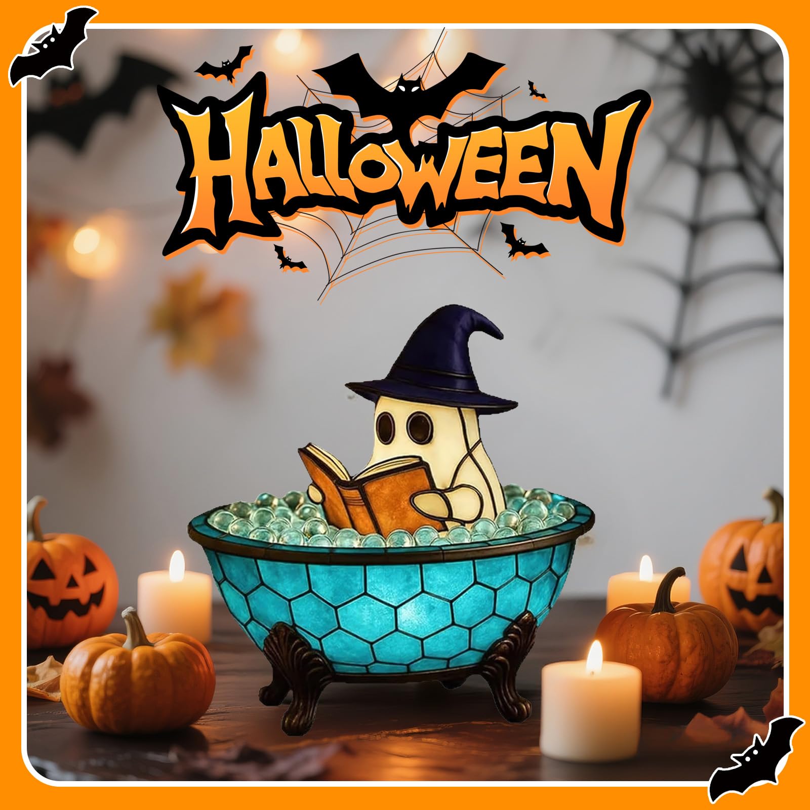 Halloween Ghost Bubble Bath Lamp 👻✨ – Cute Bathtub Ghost Night Light for Cozy Reading Corner & Home Décor