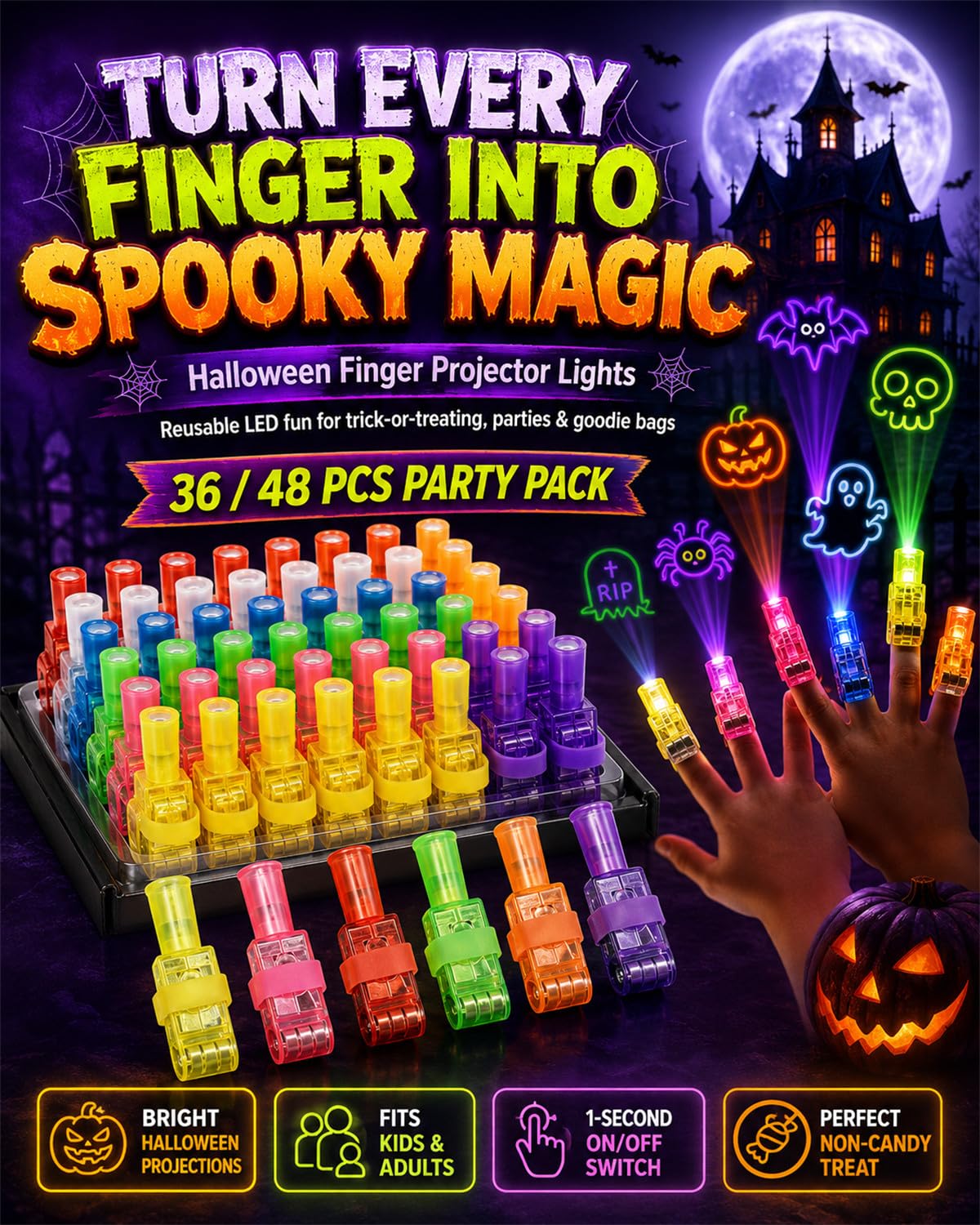 Halloween Finger Projector Lights - Mini Pattern Projector