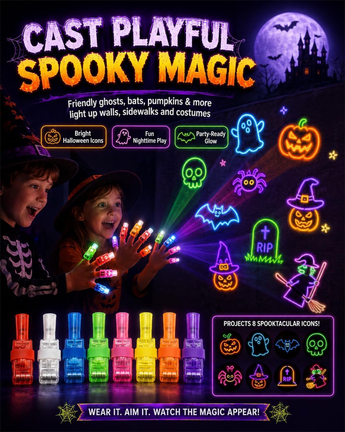 Halloween Finger Projector Lights - Mini Pattern Projector