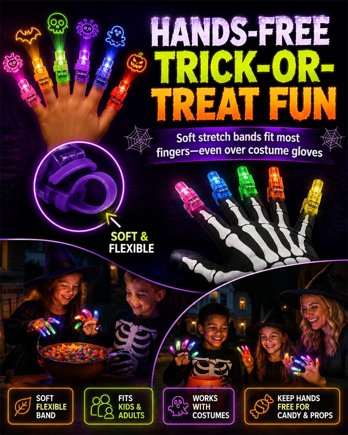 Halloween Finger Projector Lights - Mini Pattern Projector