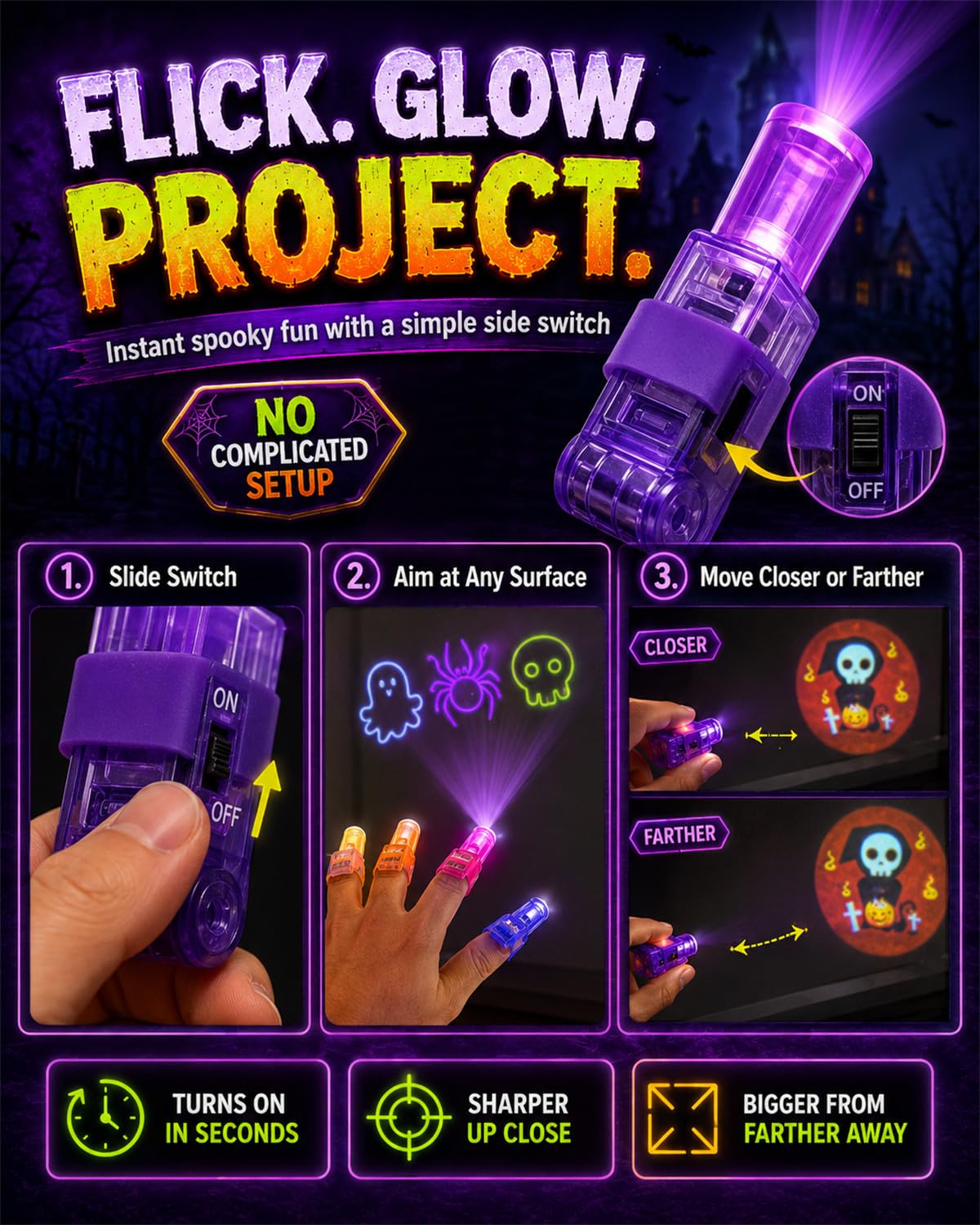 Halloween Finger Projector Lights - Mini Pattern Projector