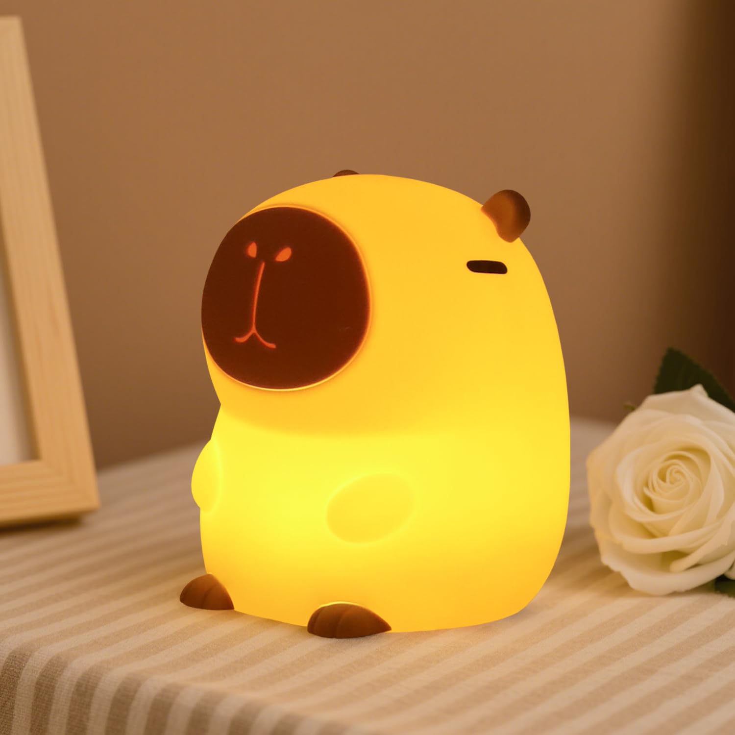 Cute Bunny Silicone Night Light – Rechargeable Squishy Rabbit Lamp with Touch Control & 30-Min Timer for Kids Bedroom & Nursery