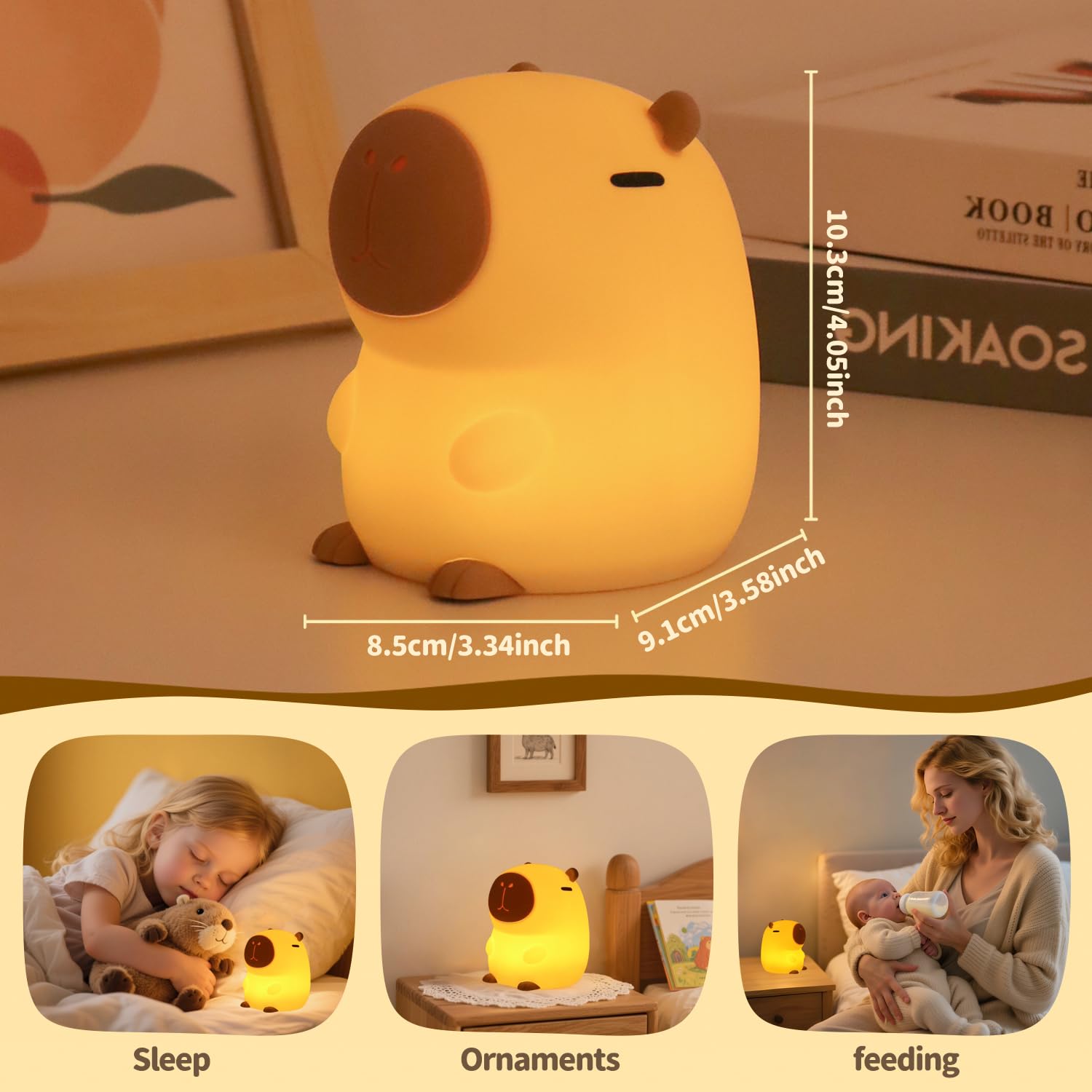Cute Bunny Silicone Night Light – Rechargeable Squishy Rabbit Lamp with Touch Control & 30-Min Timer for Kids Bedroom & Nursery
