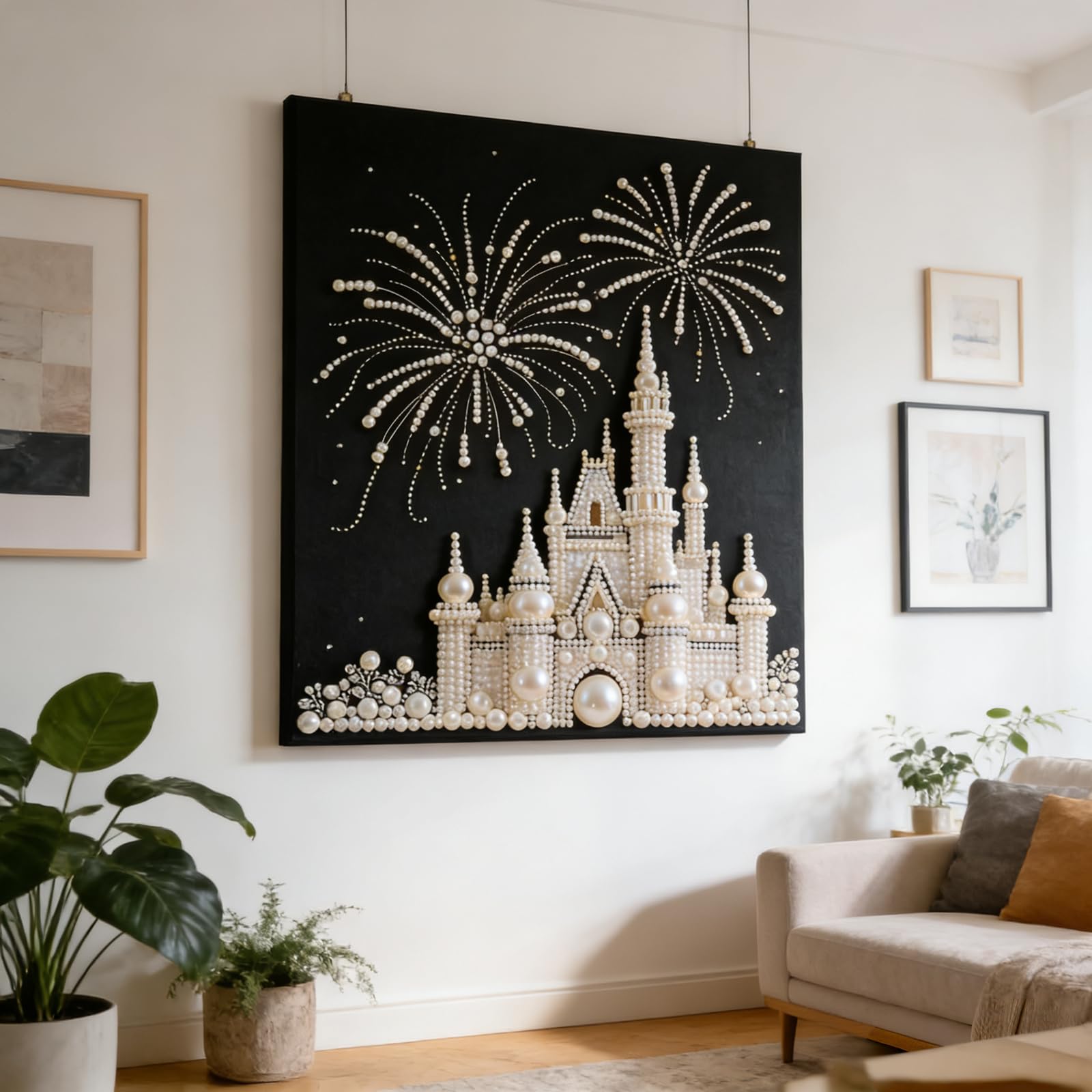 3D Pearl Painting DIY Kit – Castle Fireworks Design Beaded Art Craft for Adults & Beginners Home Decor
