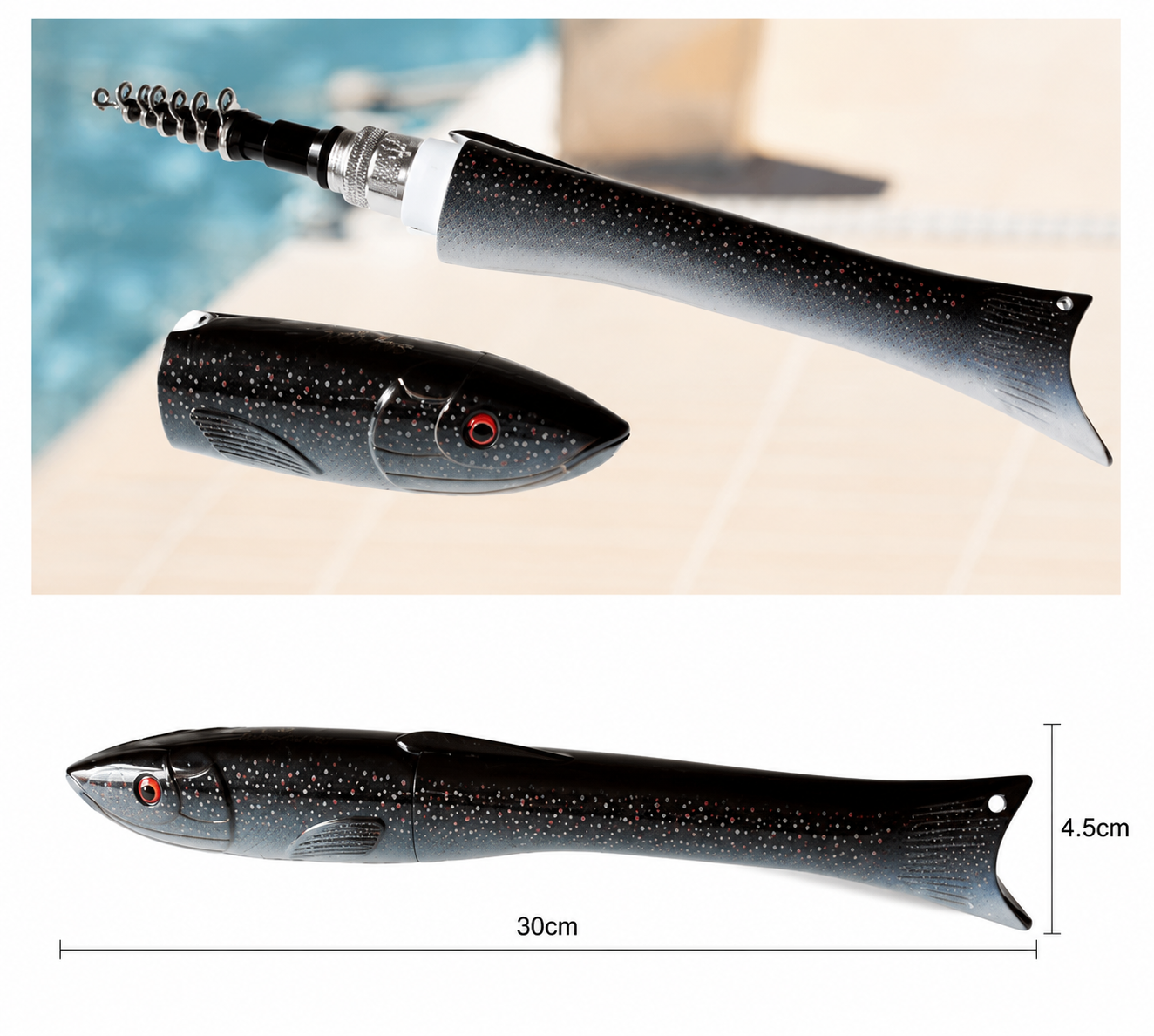Fish-Shaped Pocket Fishing Rod – 1.6M Telescopic Carbon Fiber Travel Rod