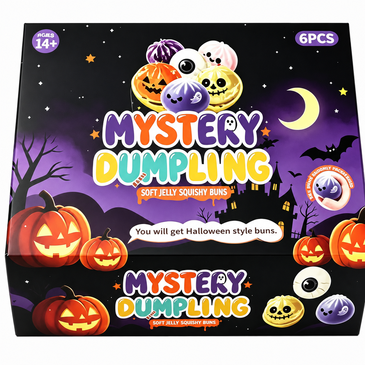 Halloween Ghost Dumpling Squishy Set – Glitter Stress Relief Fidget Toys & Party Favors