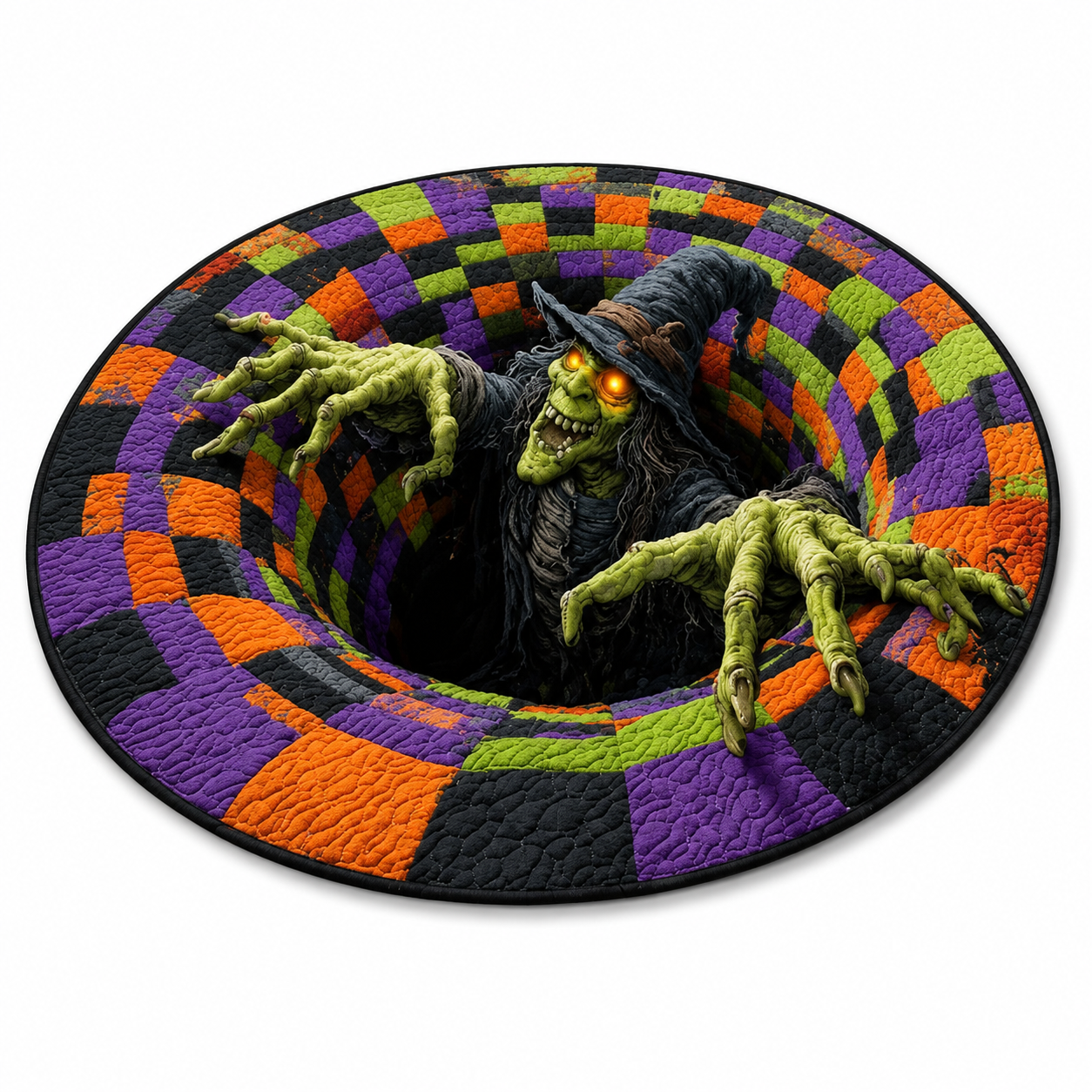 Halloween 3D Optical Illusion Rug – Spooky Vortex Floor Mat for Halloween Home Decor