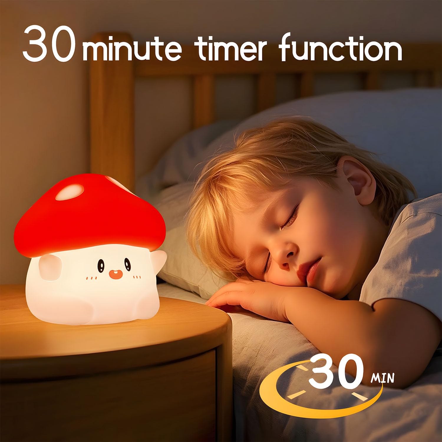 Cute Bunny Silicone Night Light – Rechargeable Squishy Rabbit Lamp with Touch Control & 30-Min Timer for Kids Bedroom & Nursery