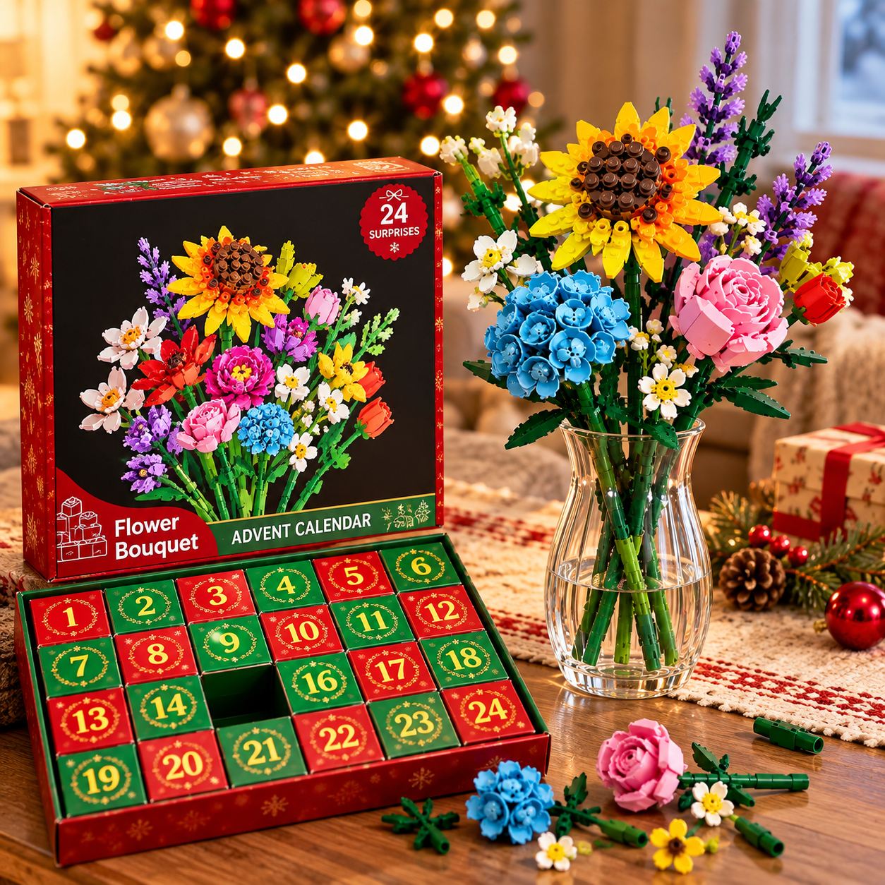 Bouquet Advent Calendar Building Blocks – Christmas Countdown Blind Box
