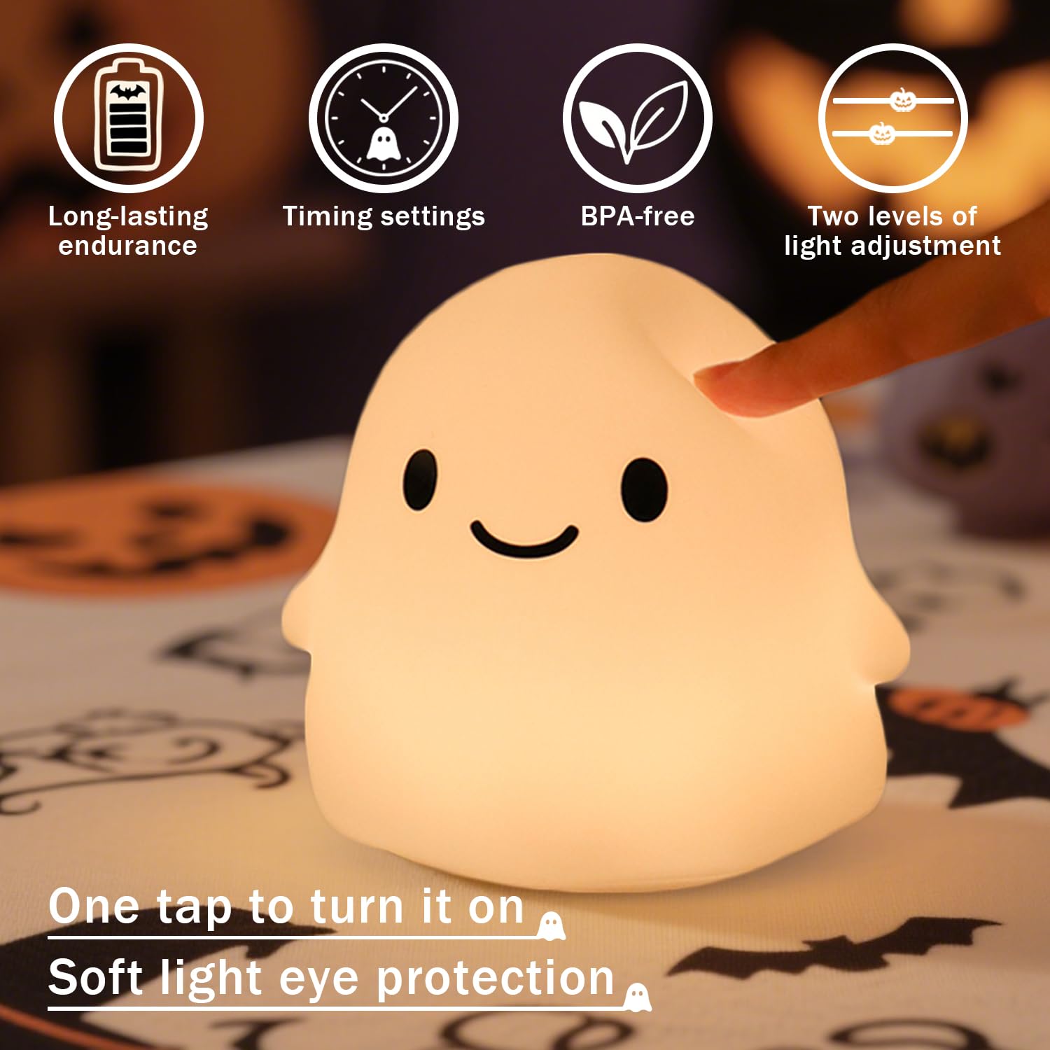 Cute Bunny Silicone Night Light – Rechargeable Squishy Rabbit Lamp with Touch Control & 30-Min Timer for Kids Bedroom & Nursery