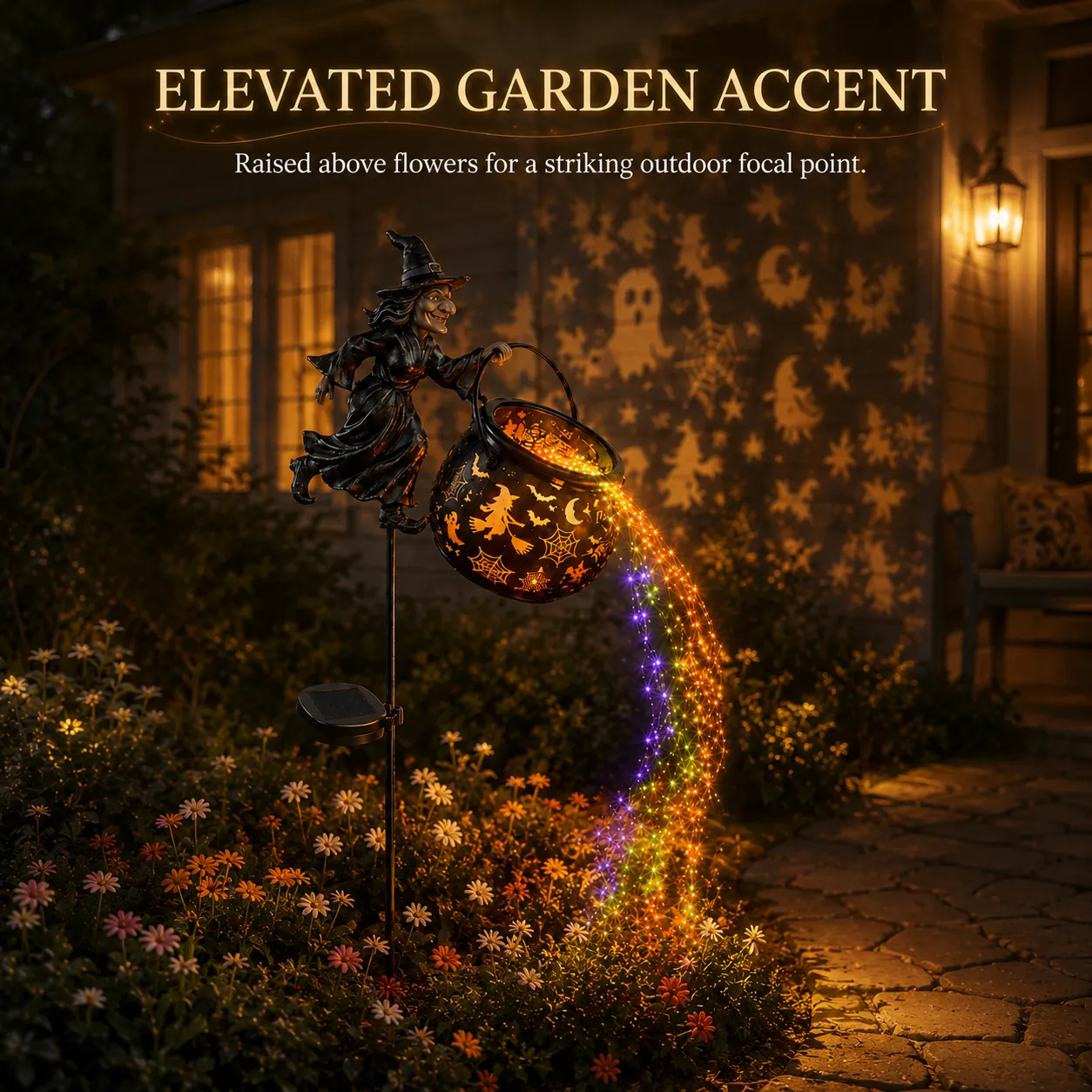 Halloween Witch Cauldron Garden Light – Spooky LED Solar Outdoor Decor with Magical Glow