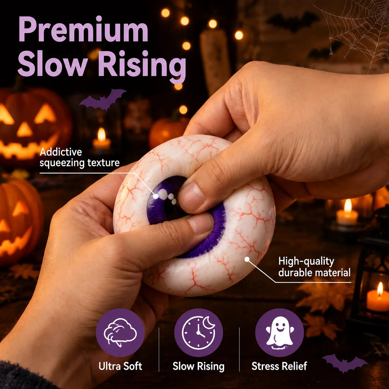Halloween Ghost Dumpling Squishy Set – Glitter Stress Relief Fidget Toys & Party Favors