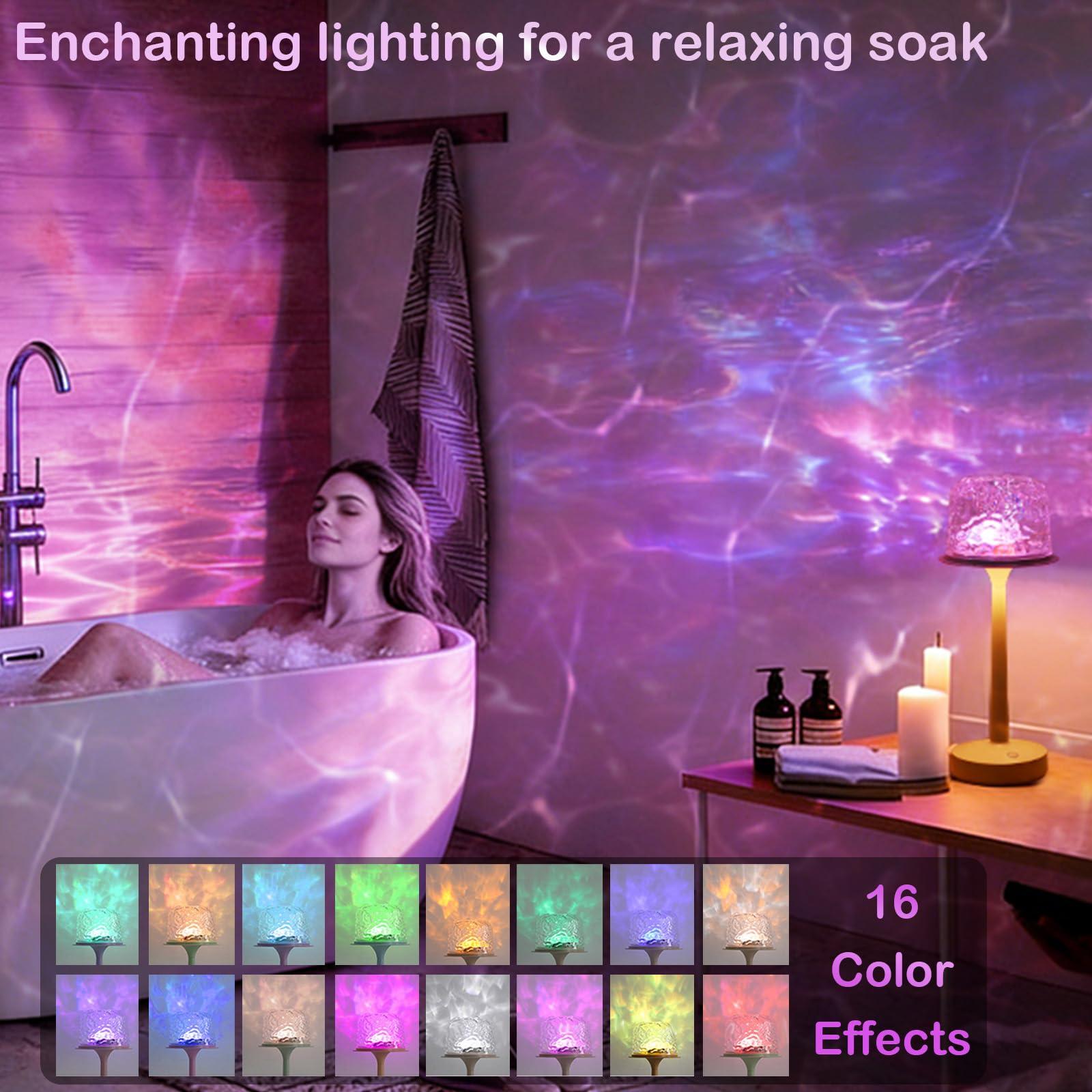 Aurora Ocean Wave Lamp – Waterproof Rechargeable Mood Light for Bedroom & Bathroom