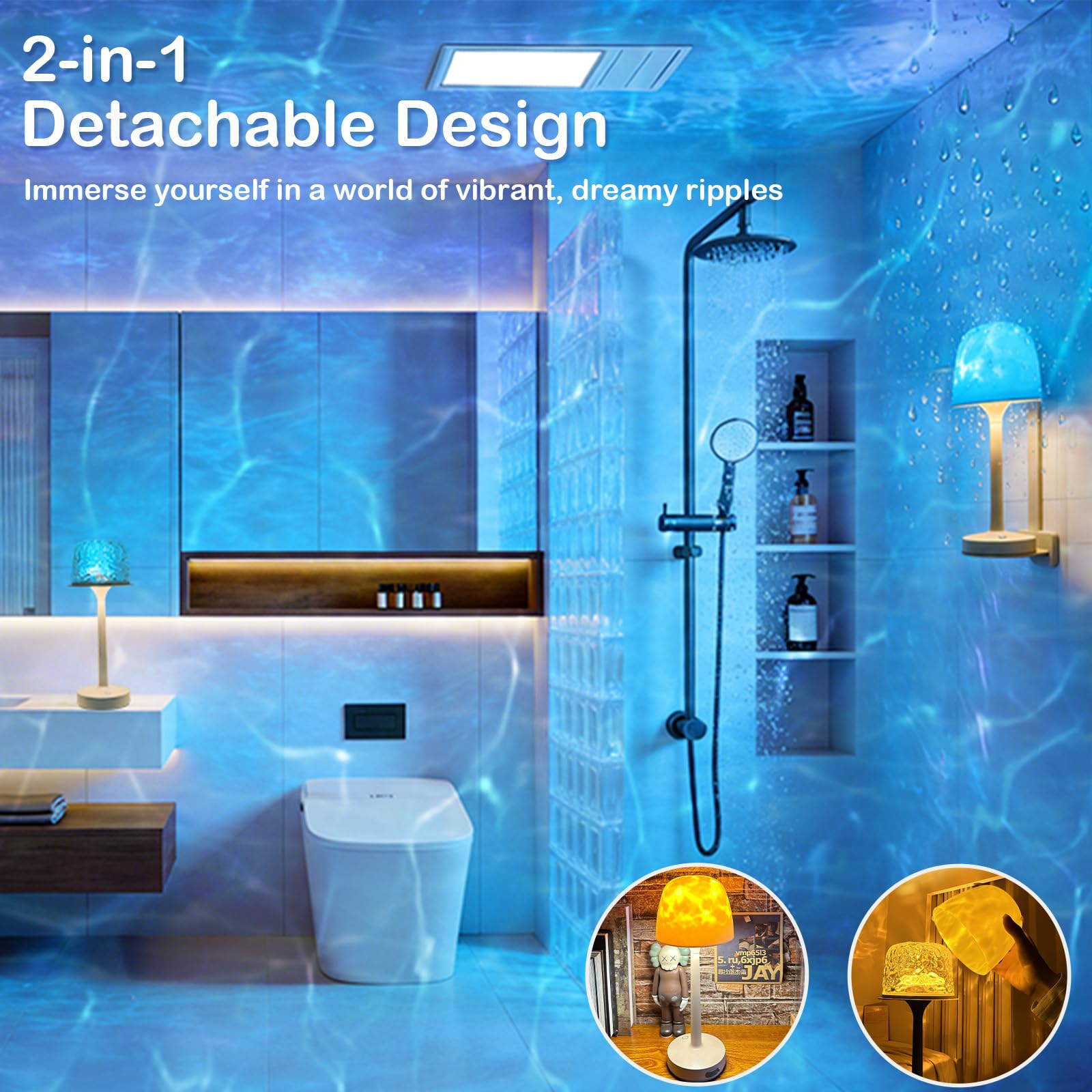 Aurora Ocean Wave Lamp – Waterproof Rechargeable Mood Light for Bedroom & Bathroom