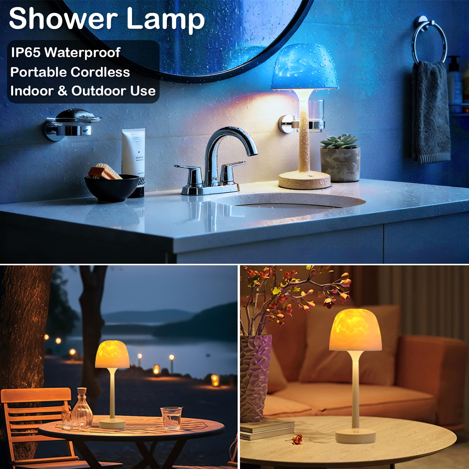 Aurora Ocean Wave Lamp – Waterproof Rechargeable Mood Light for Bedroom & Bathroom