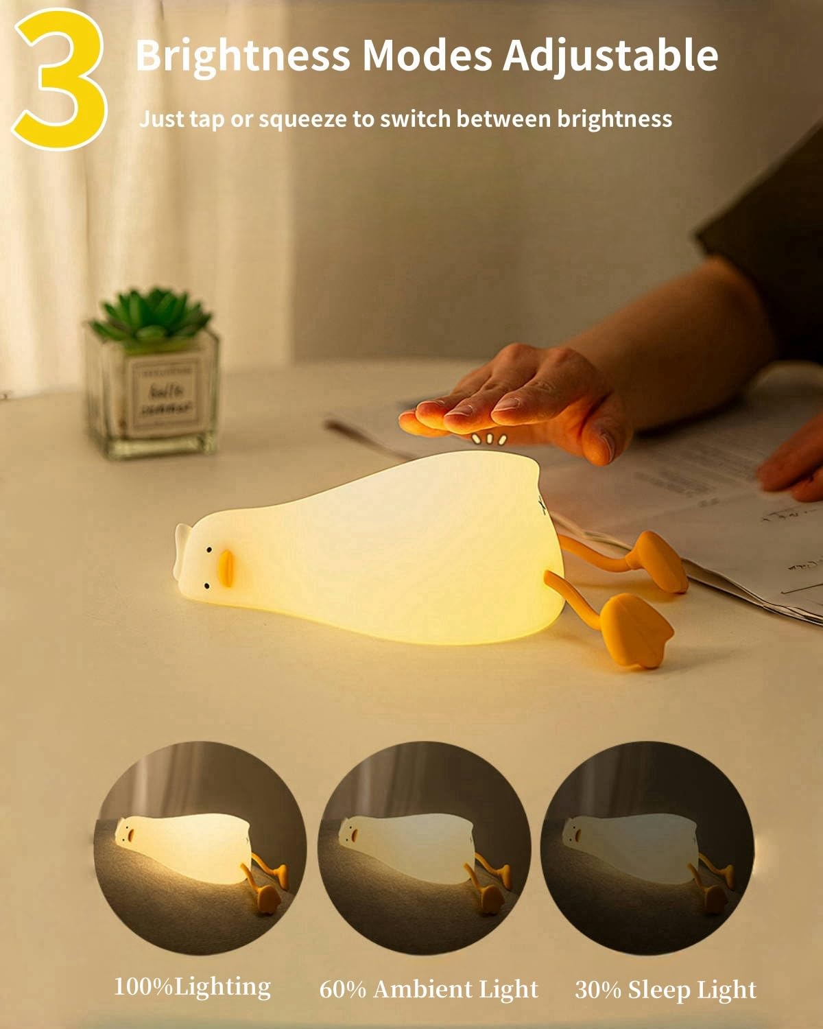 Cute Bunny Silicone Night Light – Rechargeable Squishy Rabbit Lamp with Touch Control & 30-Min Timer for Kids Bedroom & Nursery