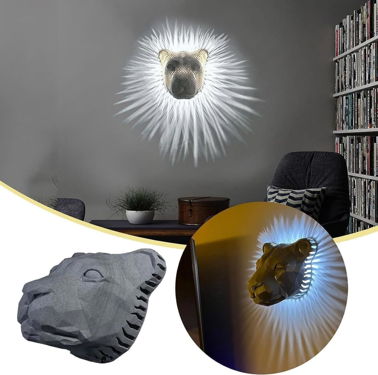 3D Bald Eagle LED Wall Lamp – Geometric Resin Sculpture Light for Bedroom, Study, Hallway & Modern Home Decor