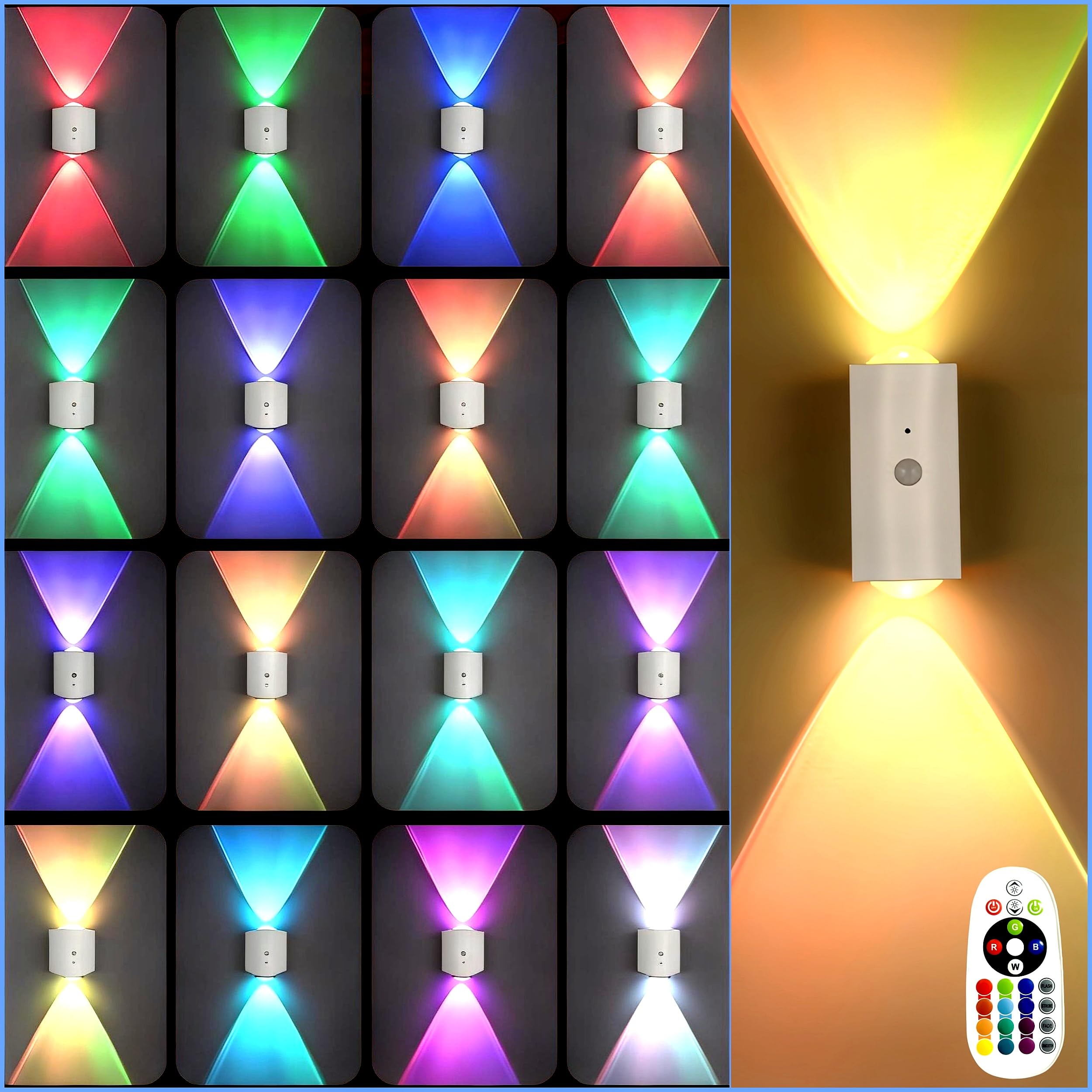 4PCS Motion Sensor RGB Wall Lights – Rechargeable Ambient Night Lamps