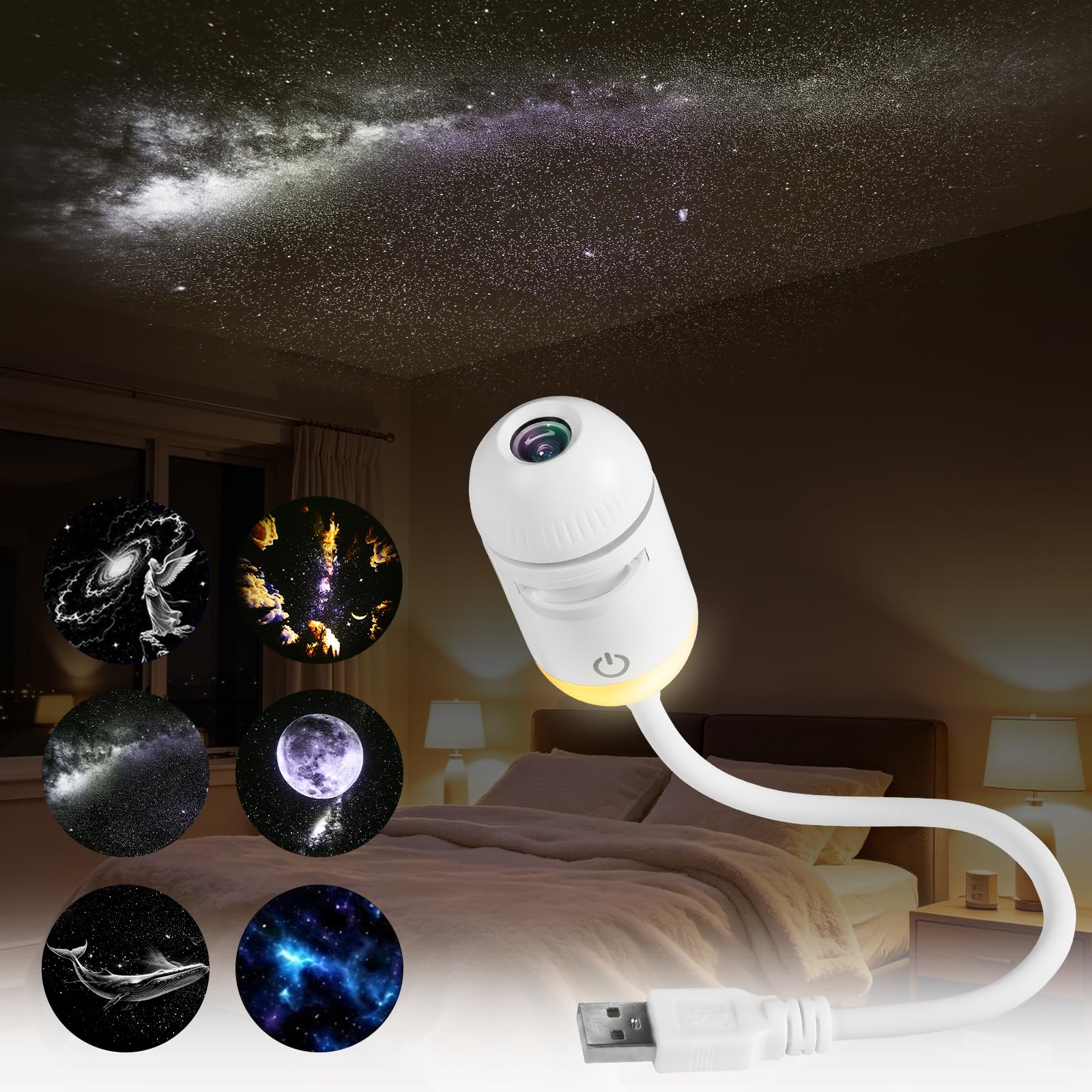 2-in-1 Galaxy Projector Night Light – Rotating Starry Sky Lamp for Bedroom