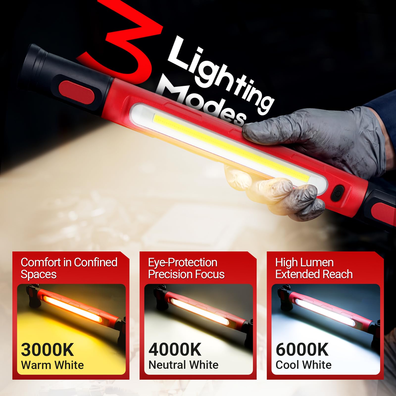 Magnetic LED Work Light – Rechargeable Under Hood Inspection Lamp