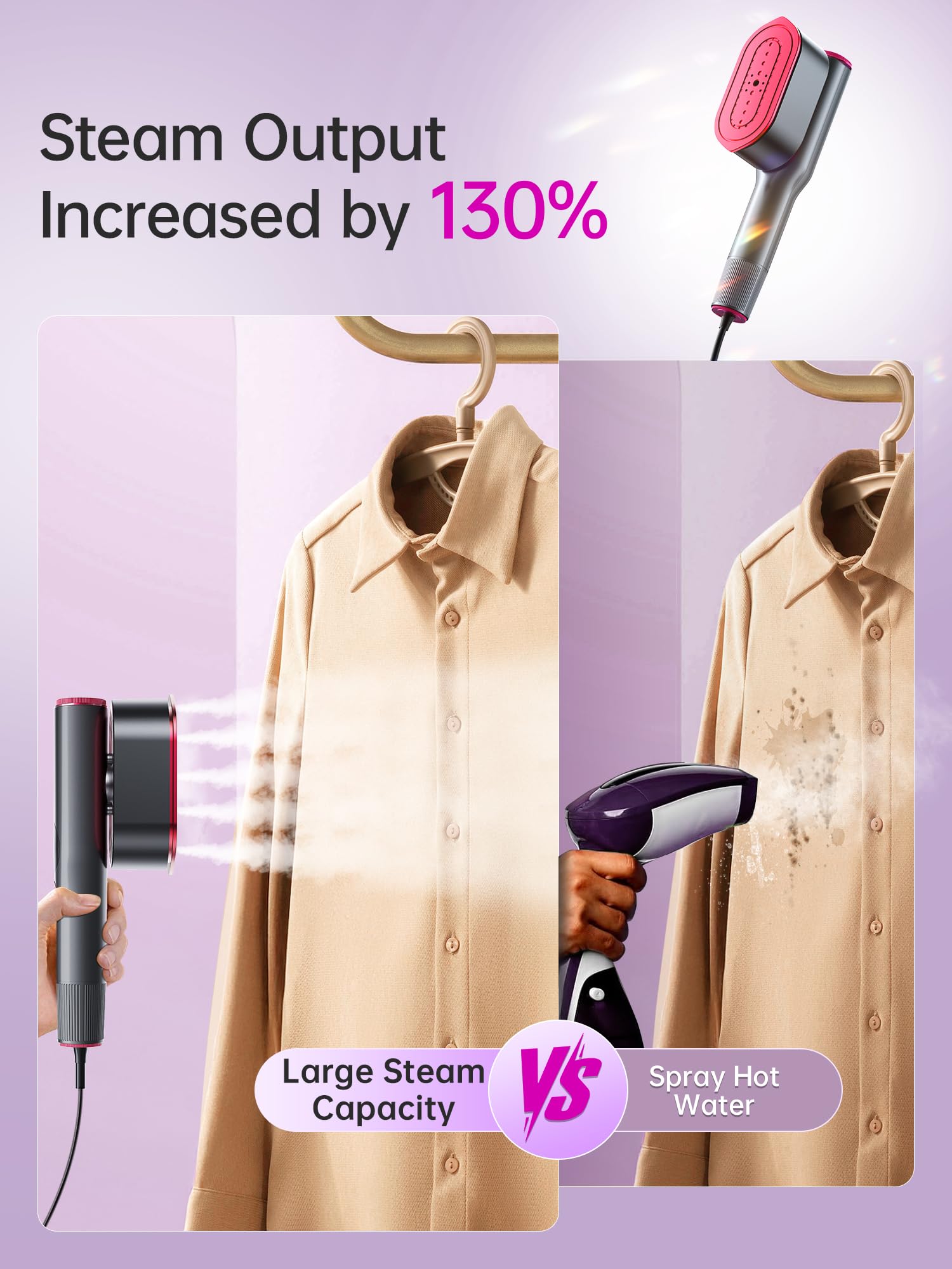 2-in-1 Portable Garment Steamer & Iron – 1200W Fast Heat 15s Ready, Handheld Travel Clothes Steamer with Ceramic Plate for Quick Wrinkle Removal (110V–120V)