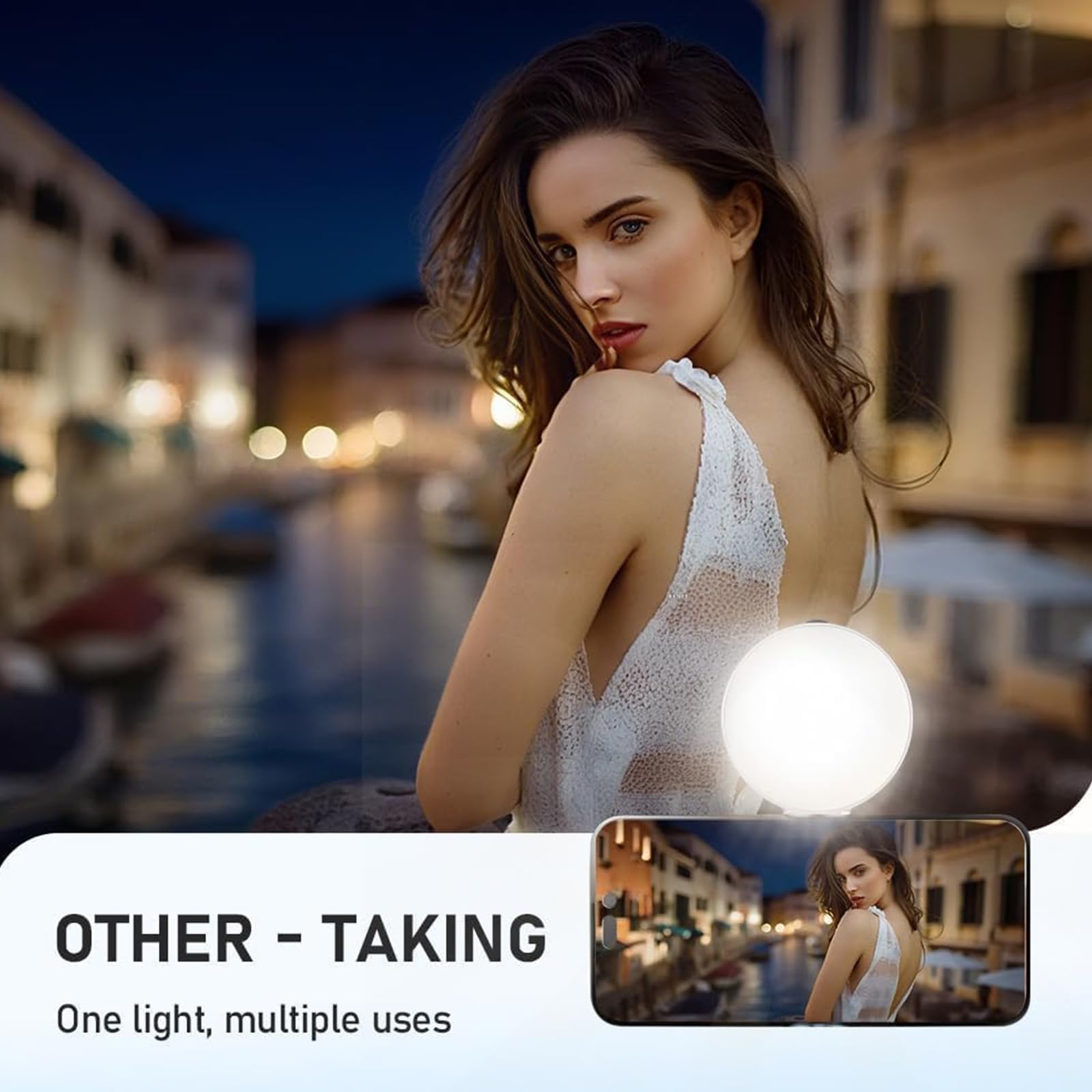 3-in-1 Magnetic Selfie Light with Mirror – Rechargeable LED Fill Light for Phones