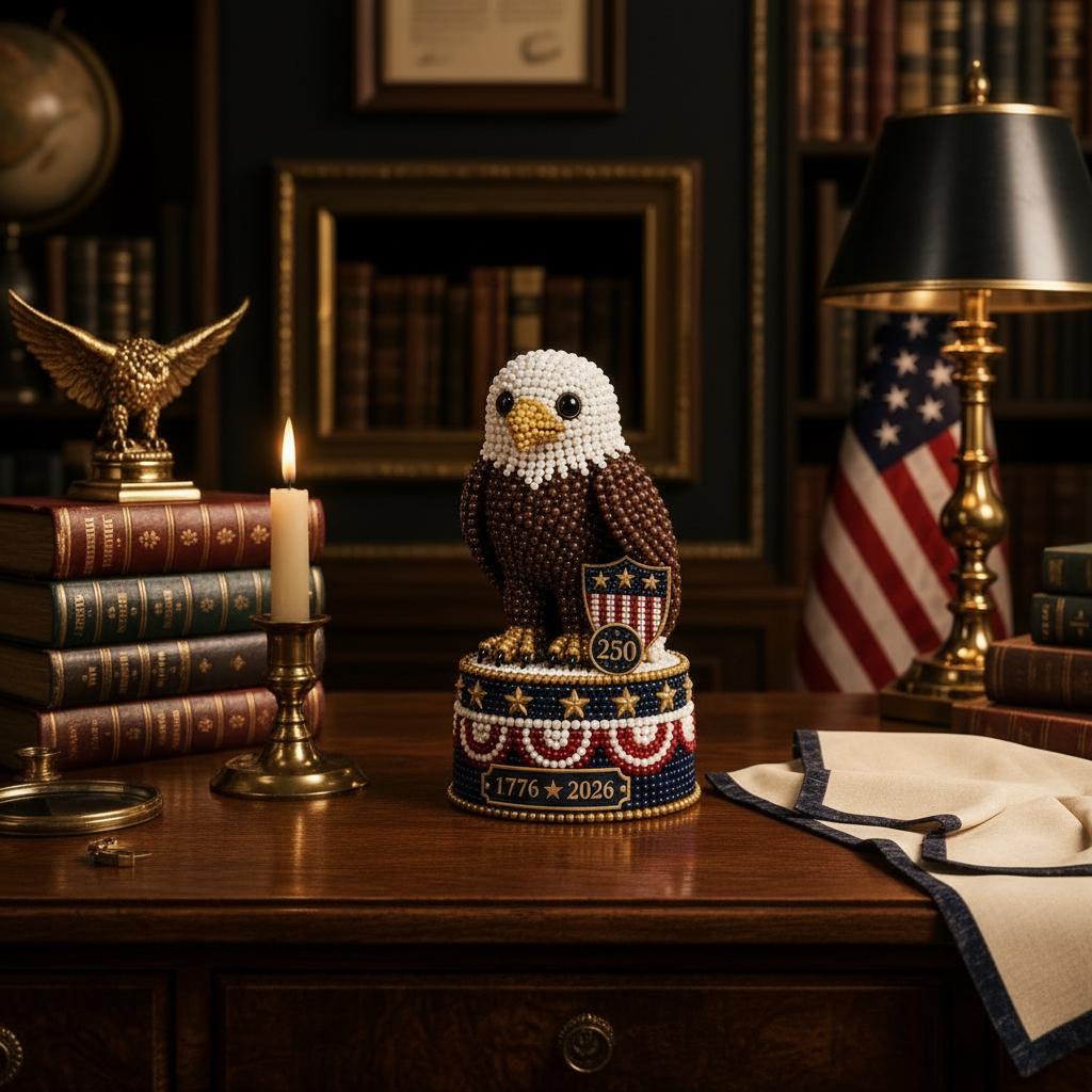 3D Beaded Eagle DIY Craft Kit – Patriotic Acrylic Bead Art Model with Display Base for Beginners
