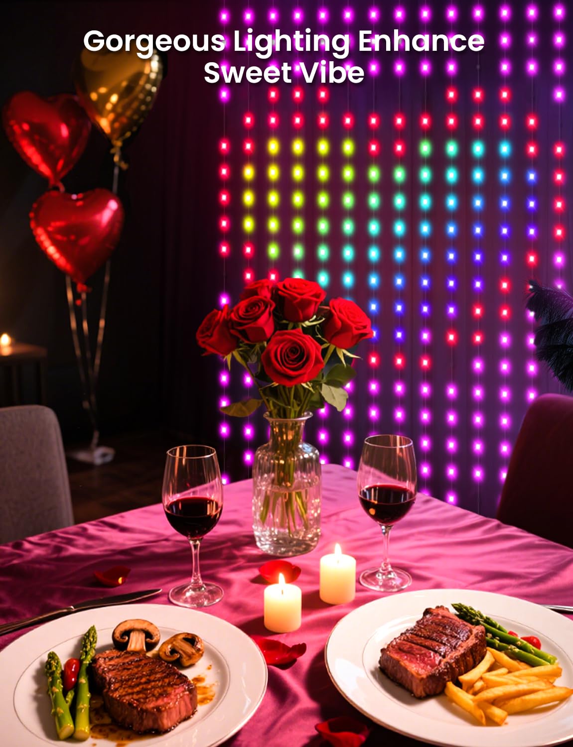 Smart RGB Curtain Lights – DIY Color-Changing LED Wall Decor with APP & Remote Control