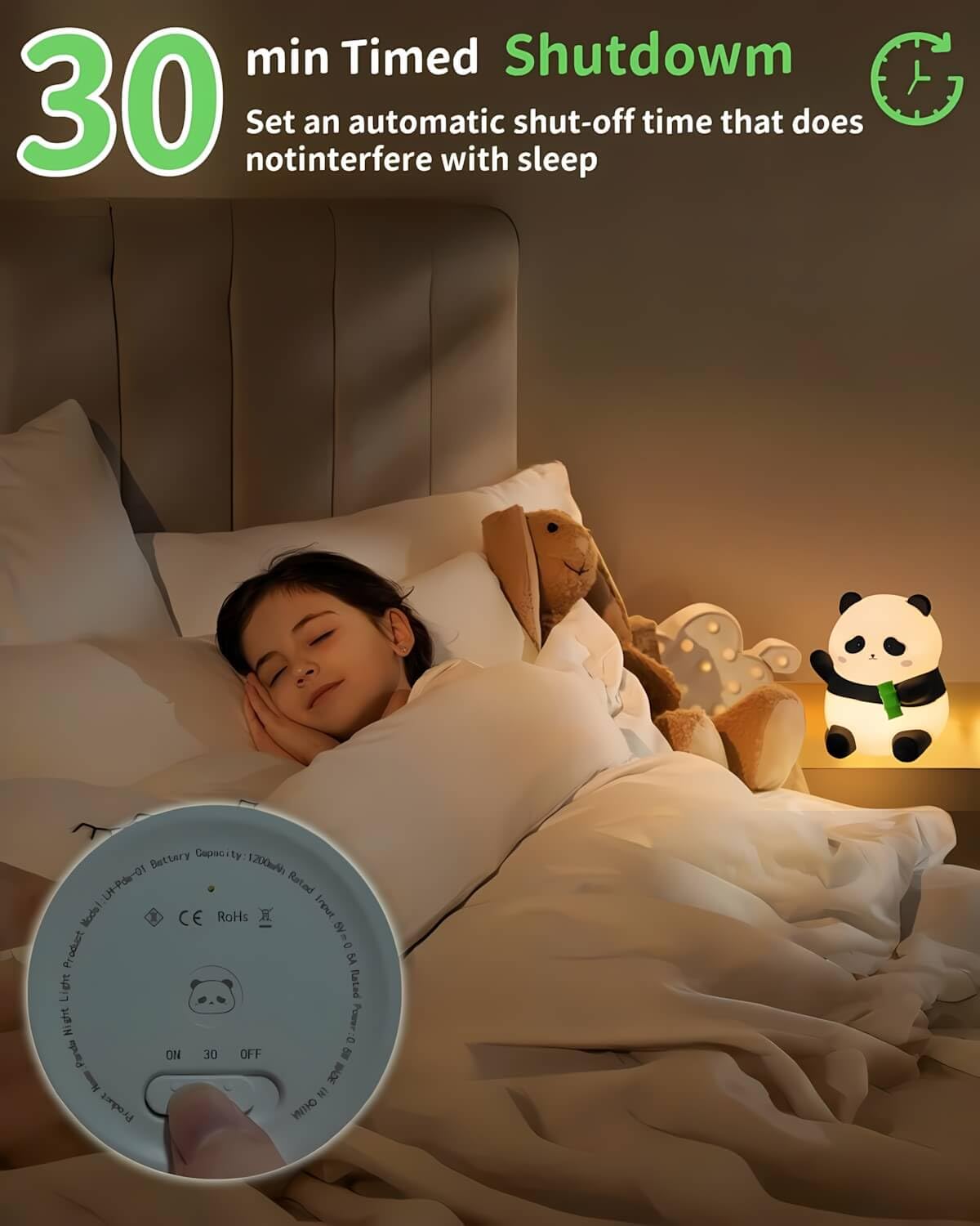 Cute Bunny Silicone Night Light – Rechargeable Squishy Rabbit Lamp with Touch Control & 30-Min Timer for Kids Bedroom & Nursery