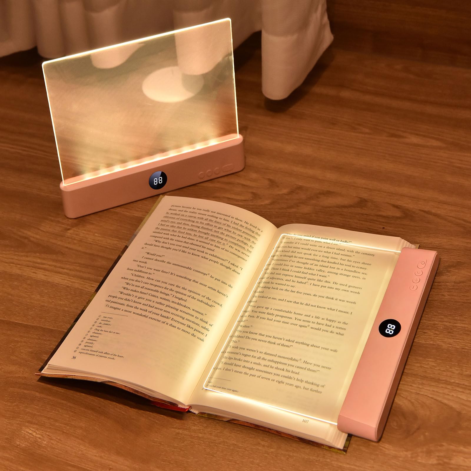 LED Book Light & Night Lamp – USB Rechargeable Reading Light with 3 Color Modes, Stepless Dimming & Timer