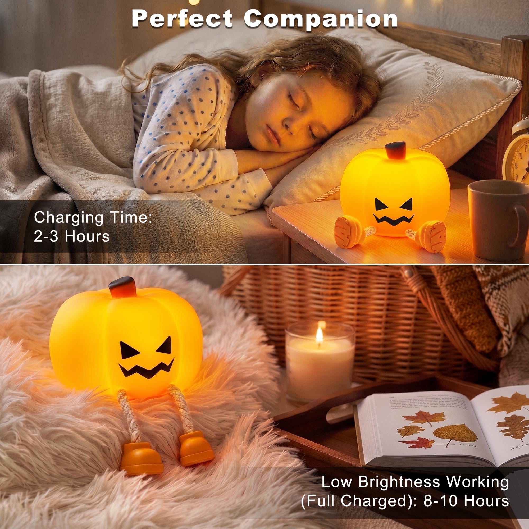 Cute Ghost Night Light – Rechargeable Dimmable Halloween Silicone Lamp with Tap Control for Bedroom & Nursery Decor