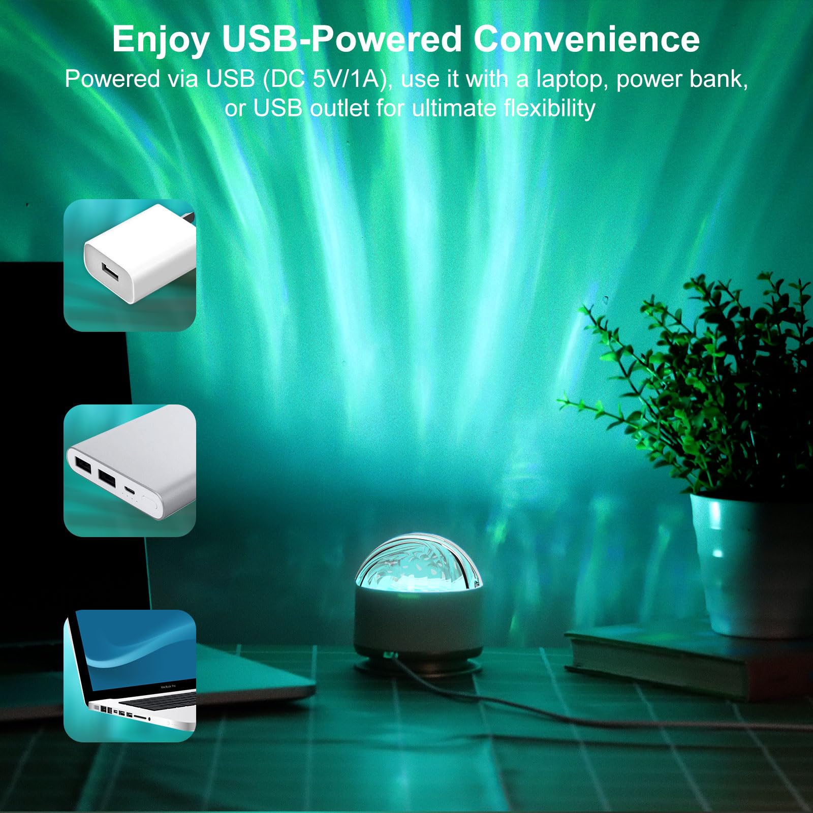 16-Color Aurora Night Light – Galaxy & Ocean Wave Projector Lamp for Bedroom & Party