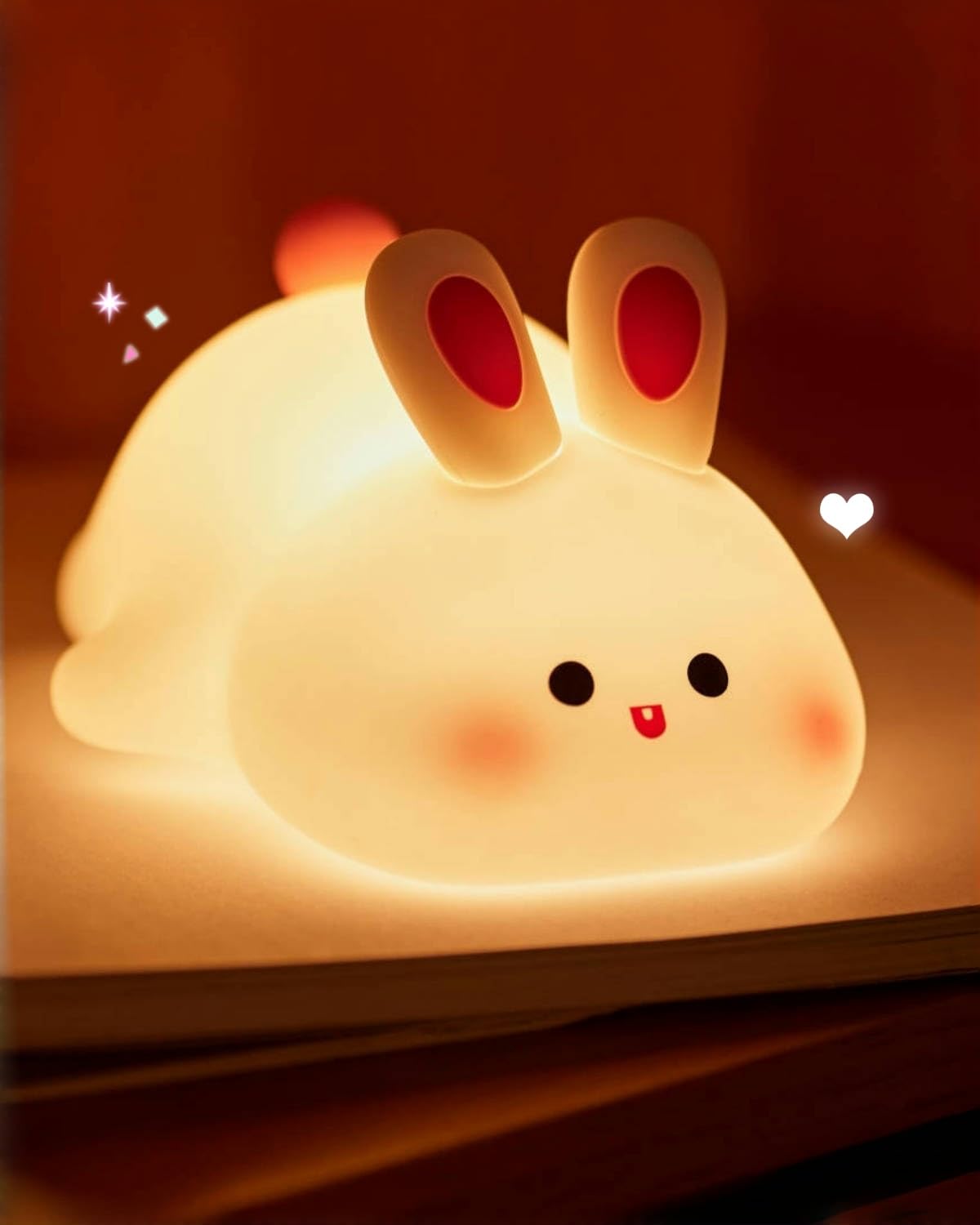 Cute Bunny Silicone Night Light – Rechargeable Squishy Rabbit Lamp with Touch Control & 30-Min Timer for Kids Bedroom & Nursery