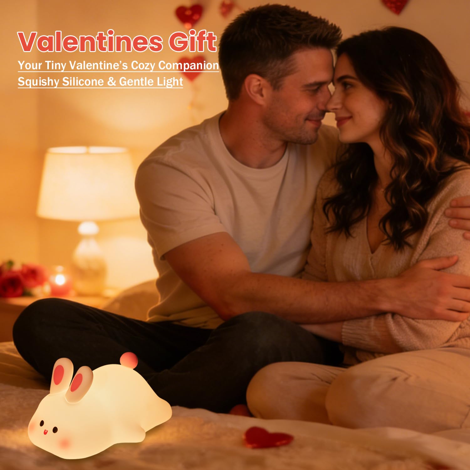 Cute Bunny Silicone Night Light – Rechargeable Squishy Rabbit Lamp with Touch Control & 30-Min Timer for Kids Bedroom & Nursery