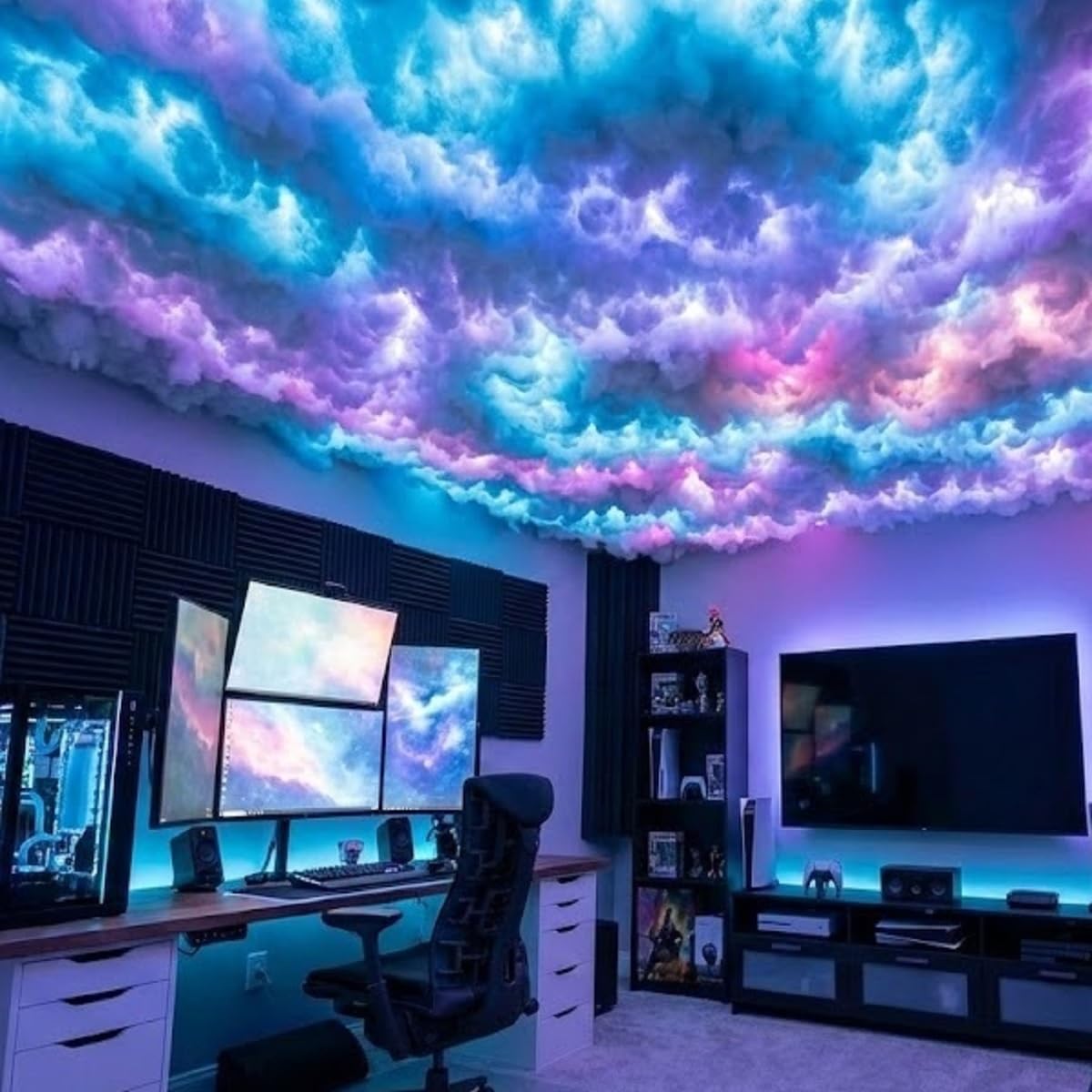 RGB Thunder Cloud Ceiling Lights – DIY Music Sync LED Cloud Decor for Bedroom & Gaming Room
