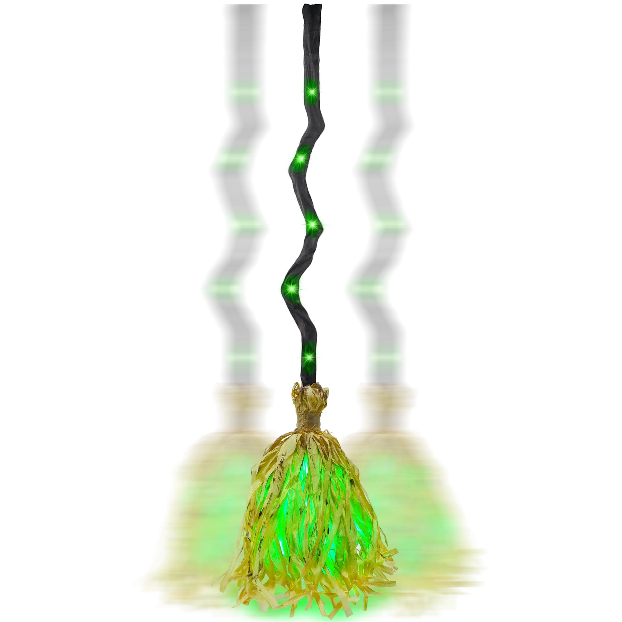 35" Animated Halloween Witch Broom – Moving Light-Up Broomstick with Spooky Sounds