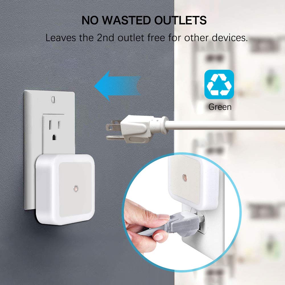 Plug-In LED Night Lights – Dusk to Dawn Auto Sensor Night Lamps for Bedroom, Hallway, Bathroom & Nursery（8-Pack）