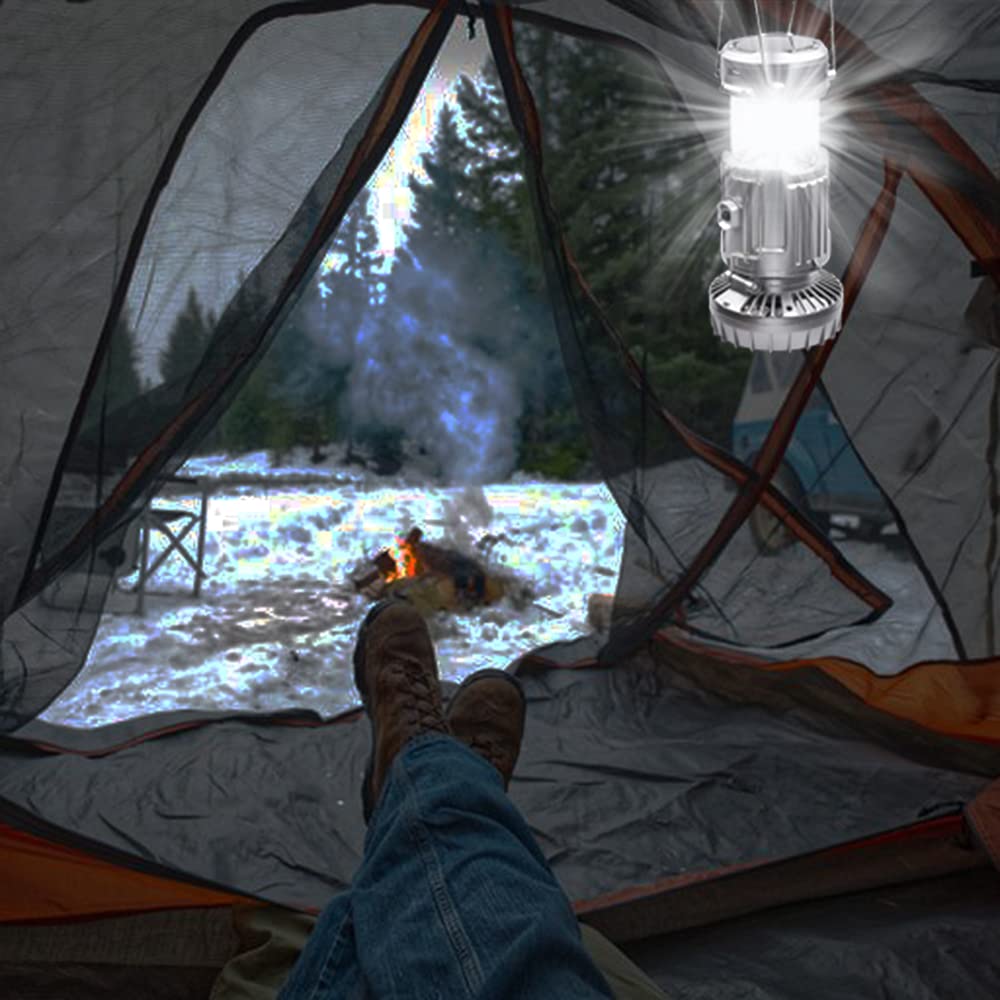 Solar Camping Lanterns with Fan – Rechargeable Emergency Tent Lights with 3 Power Sources for Camping, Power Outages & Outdoor Adventures