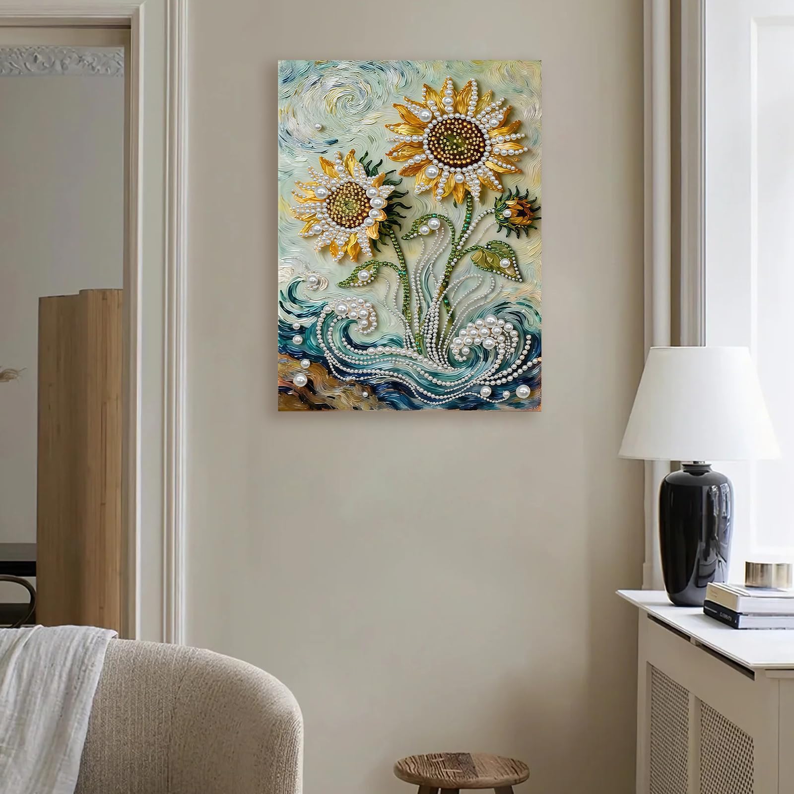 3D Sunflower Diamond Pearl Painting Kit – DIY Beaded Canvas Art with Frame for Adults & Beginners