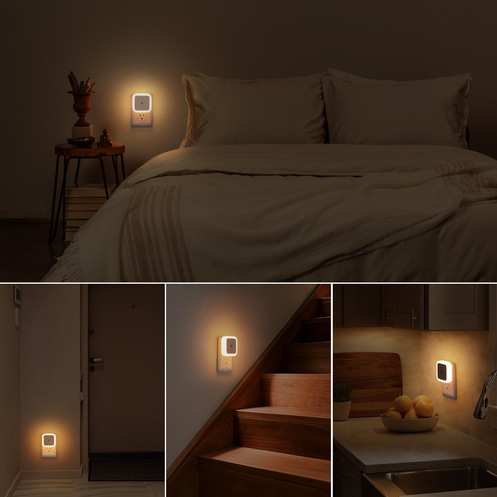 Plug-In LED Night Lights – Dusk to Dawn Auto Sensor Night Lamps for Bedroom, Hallway, Bathroom & Nursery（8-Pack）